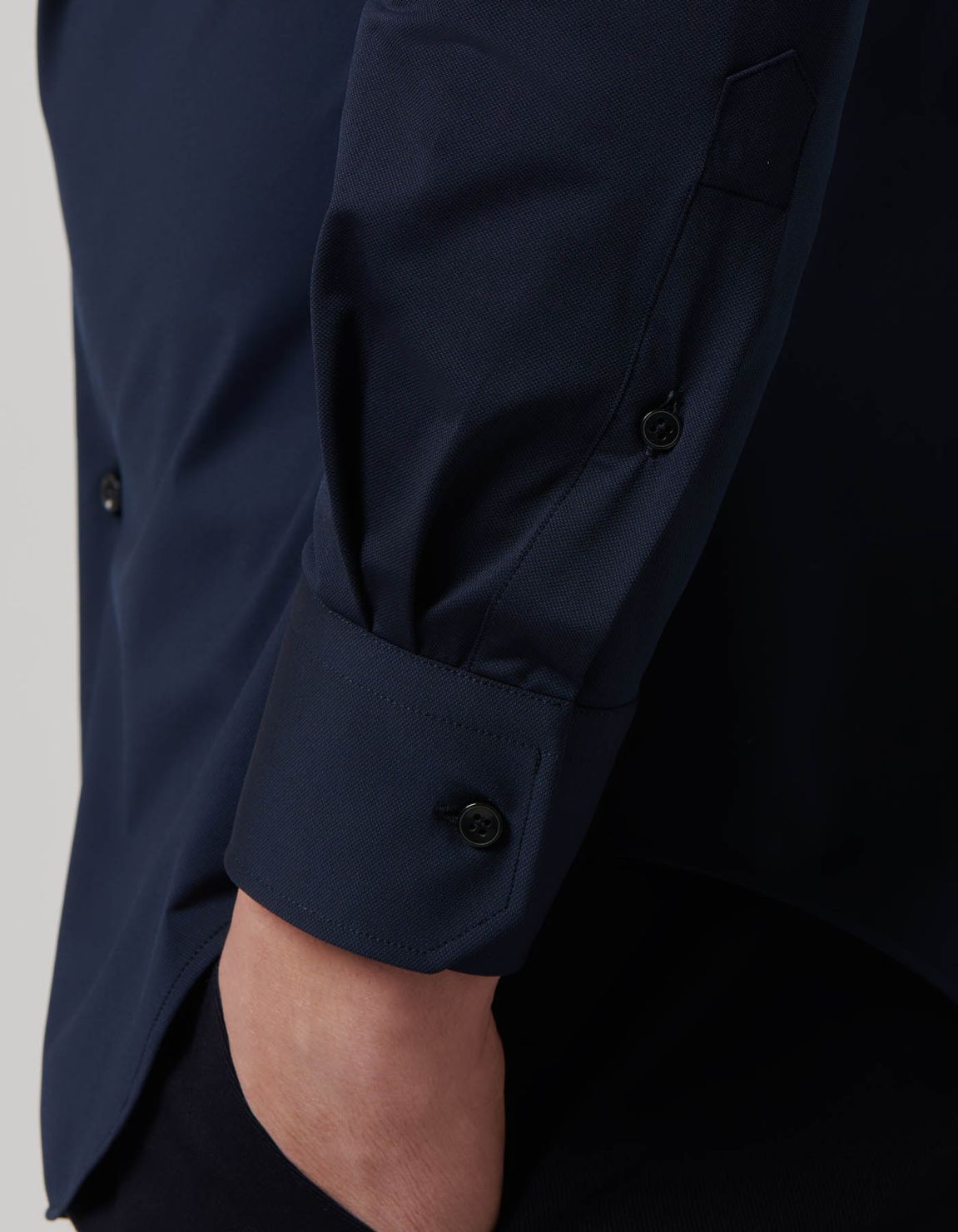 Camicia Collo francese Tinta Unita Armaturato Blu navy Tailor Custom Fit 5