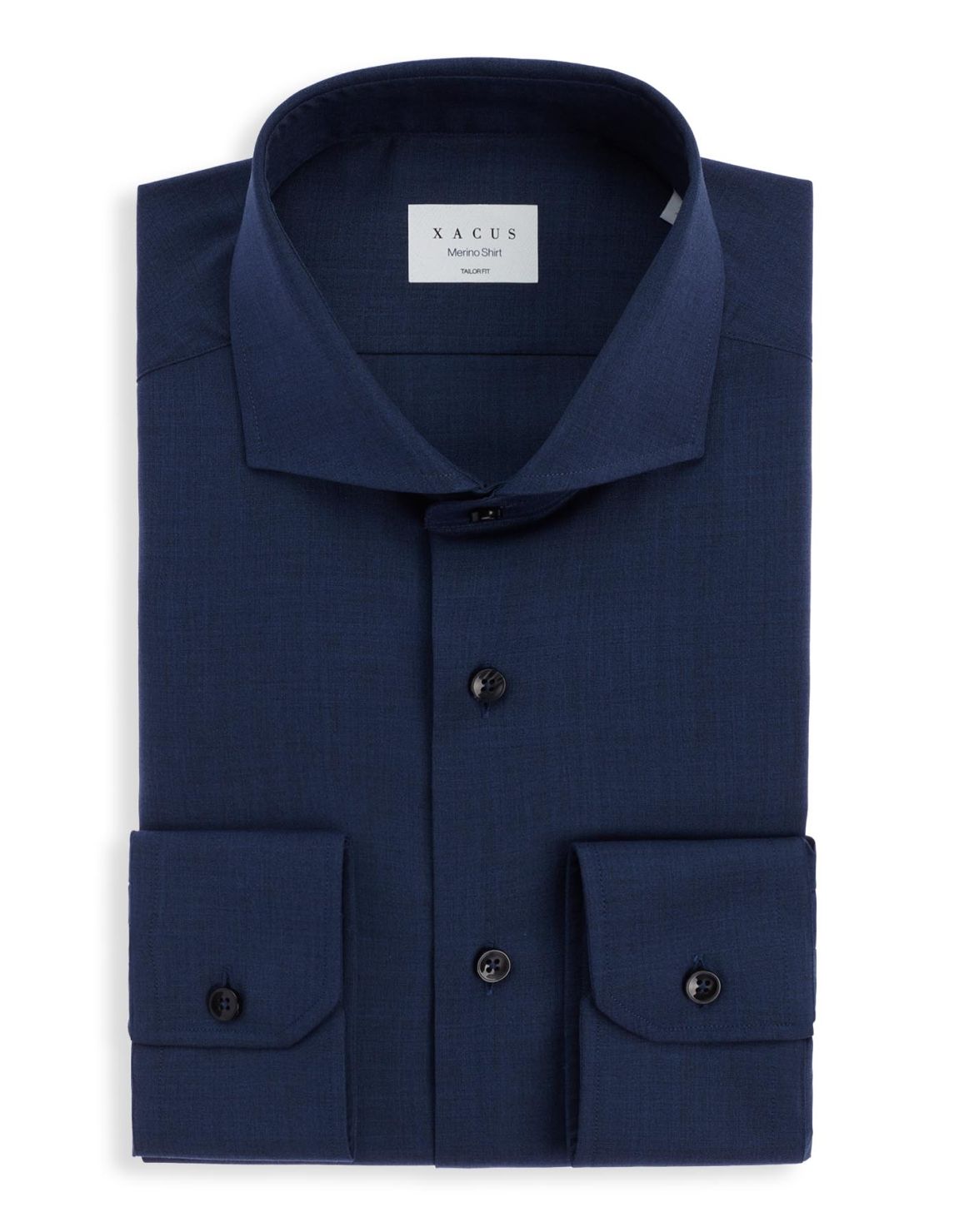 Dark Blue Canvas Solid colour Shirt Collar cutaway Tailor Custom Fit 1