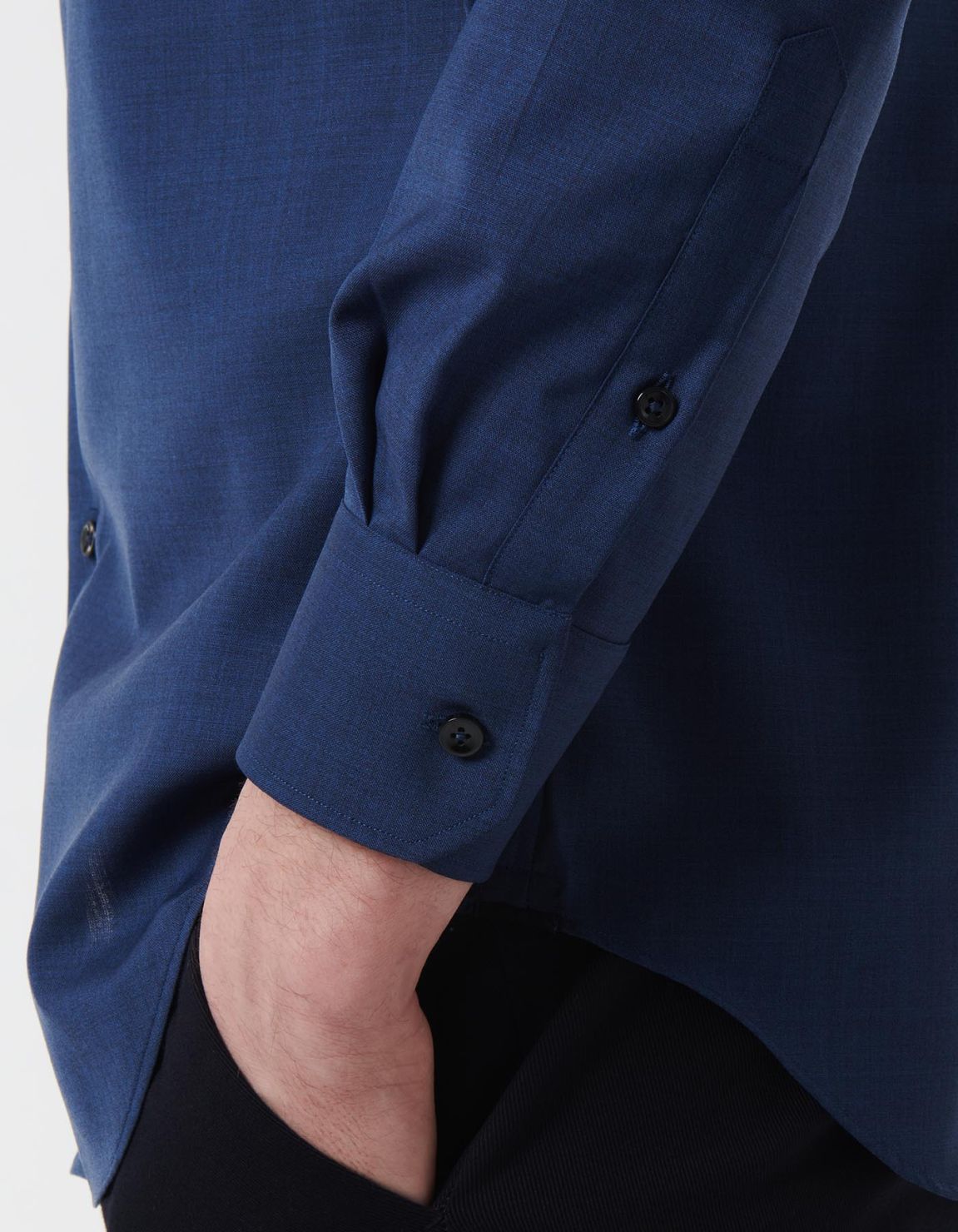 Camisa Cuello francés Liso Tela Azul oscuro Tailor Custom Fit 5