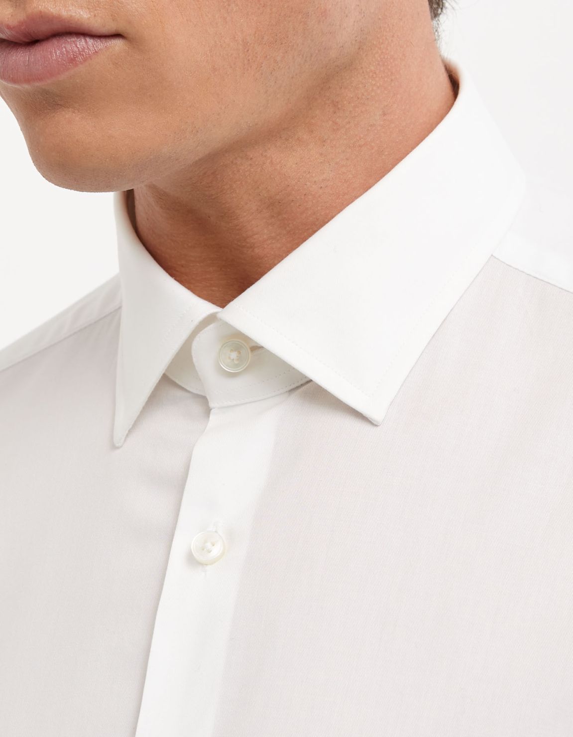Hemd Uni Kragen Kent Twill Weiß Tailor Custom Fit 2