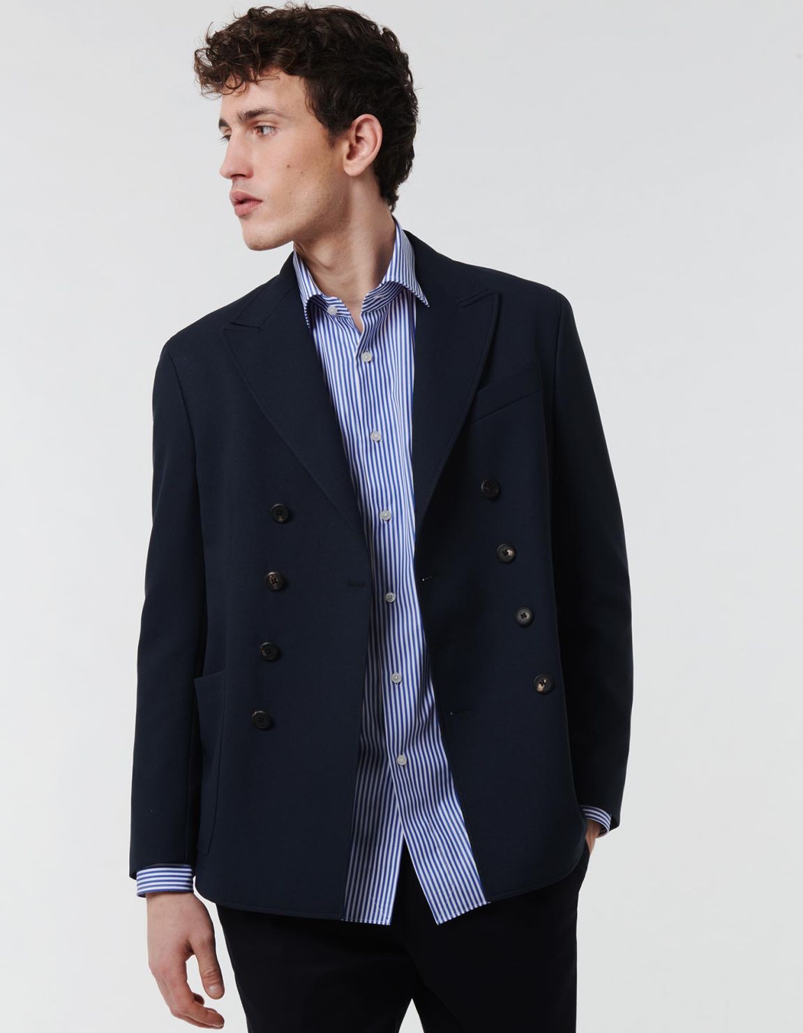 Blue Poplin Stripe Shirt Collar spread Tailor Custom Fit 7