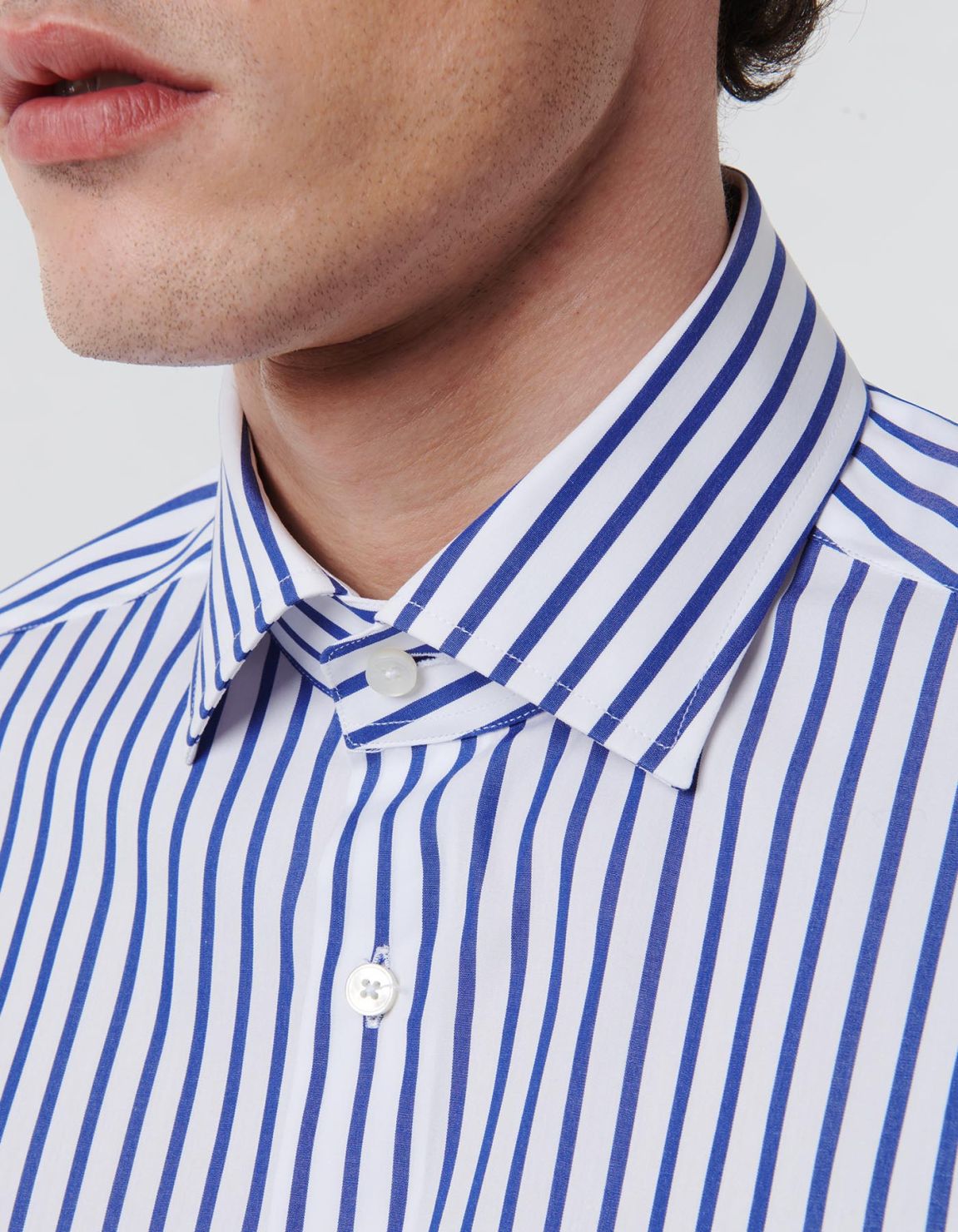 Blue Poplin Stripe Shirt Collar spread Tailor Custom Fit 2