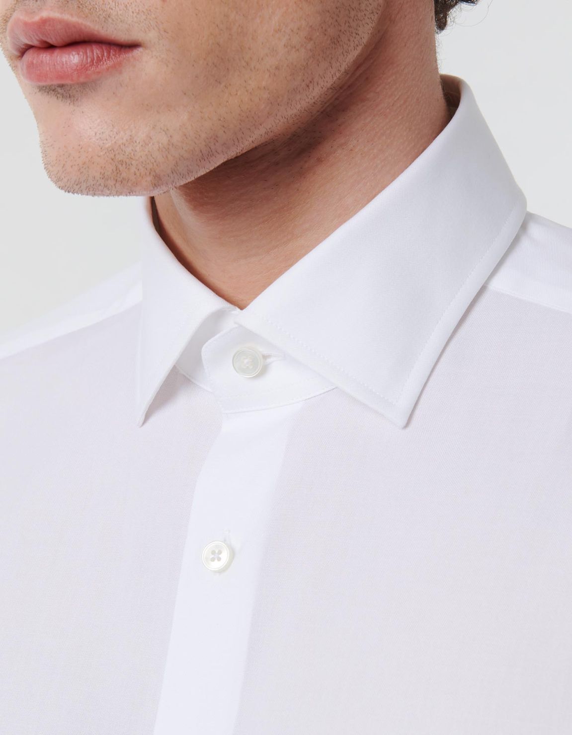 Camisa Cuello italiano Liso Oxford Blanco Tailor Custom Fit 2