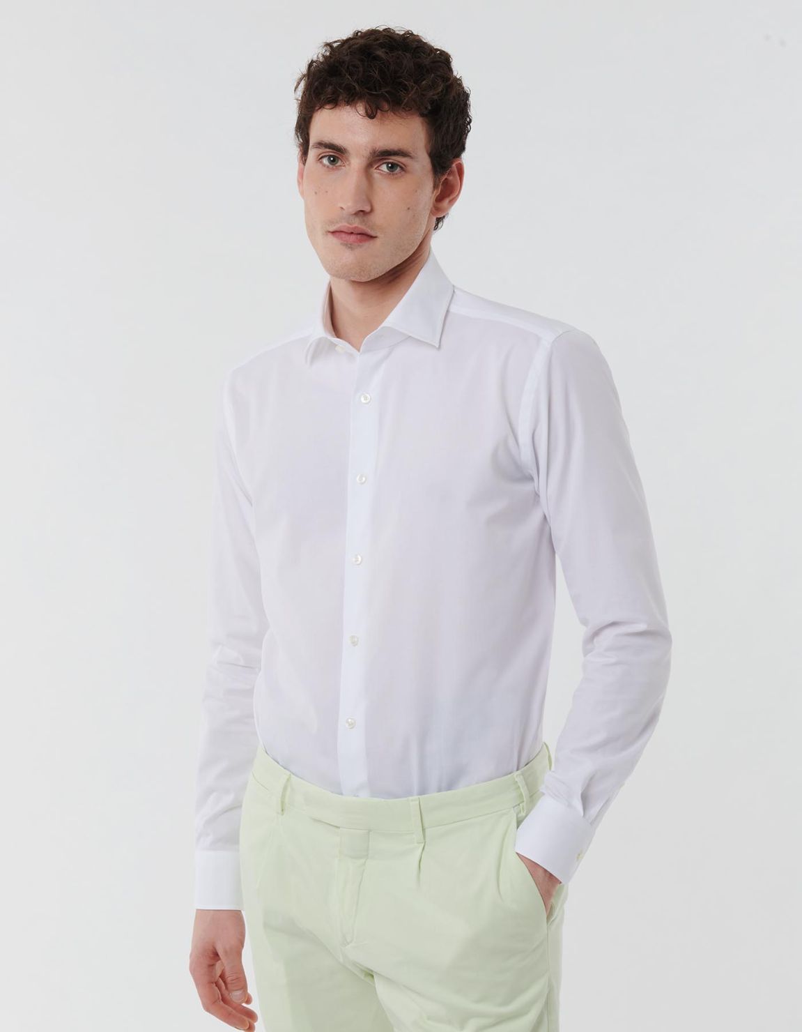 Camisa Cuello italiano Liso Oxford Blanco Tailor Custom Fit 6