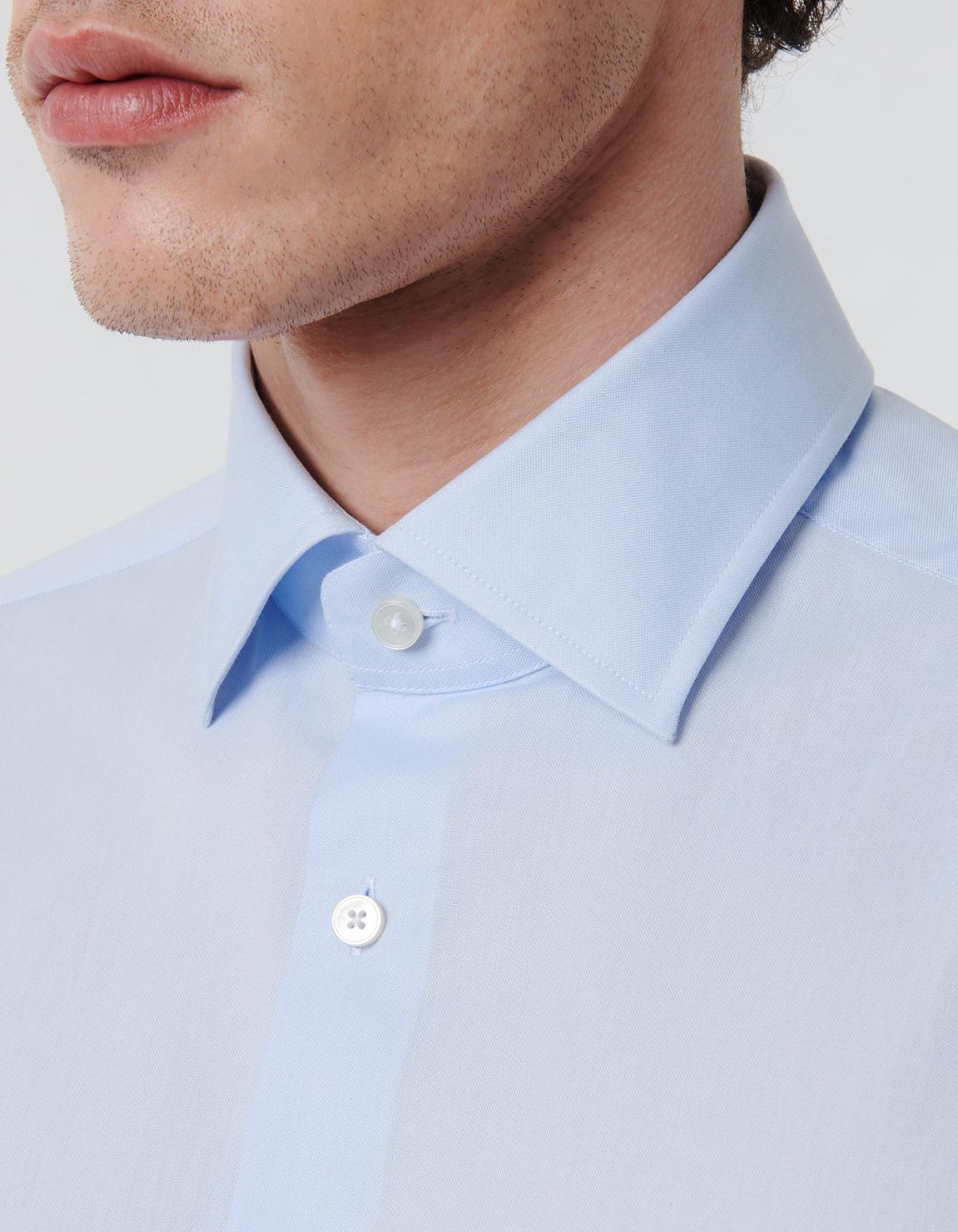 Light Blue Oxford Solid colour Shirt Collar spread Tailor Custom Fit 2