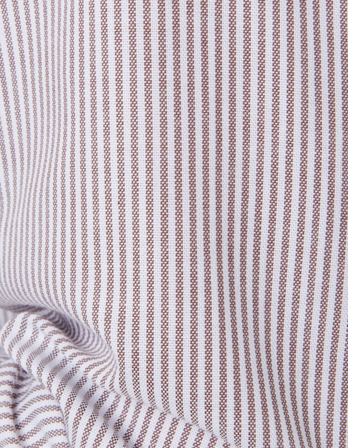 Brown Oxford Stripe Shirt Collar spread Tailor Custom Fit 4