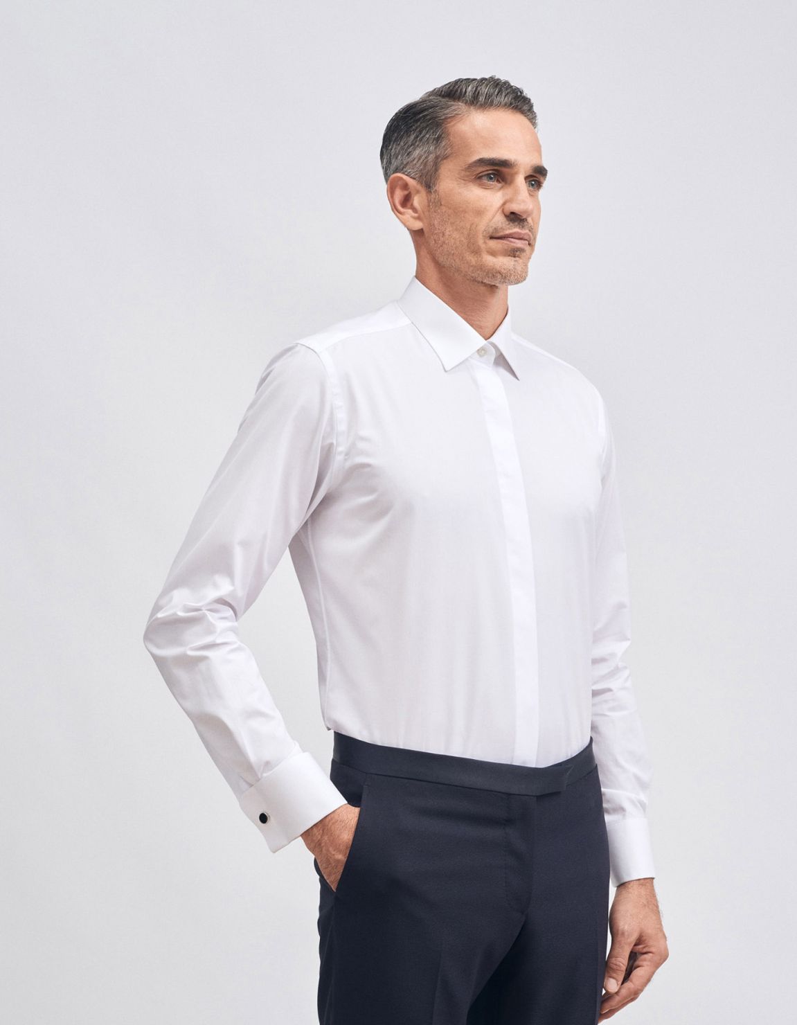 Camicia Collo italiano Tinta Unita Twill Bianco Tailor Custom Fit 1