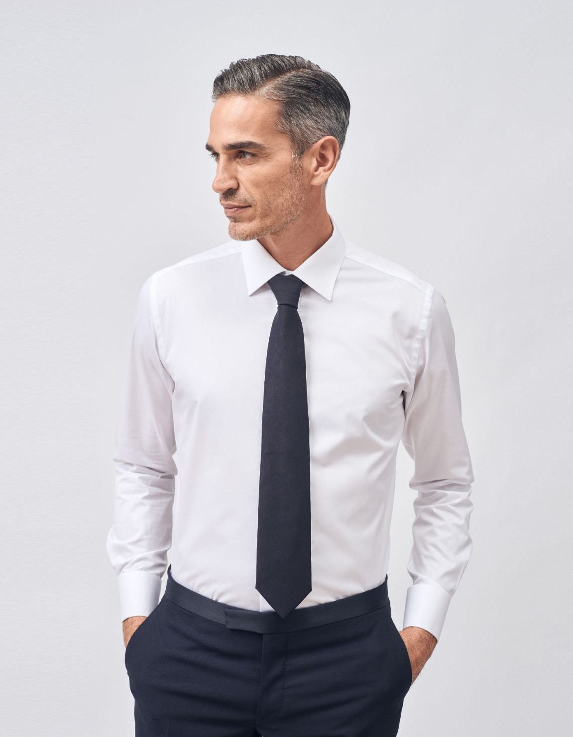 Camicia Collo italiano Tinta Unita Twill Bianco Tailor Custom Fit 6