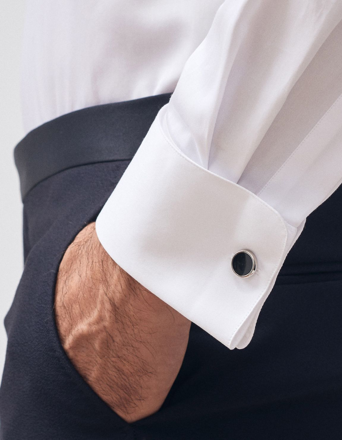 Camisa Cuello italiano Blanco Tela Liso Tailor Custom Fit 4