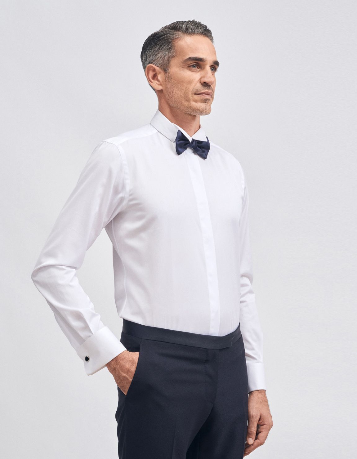 Hemd Uni Kragen Käppchen Tuch Weiß Tailor Custom Fit 1