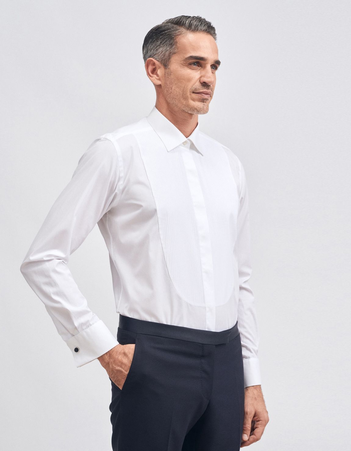 Hemd Uni Kragen Kent Popeline Weiß Tailor Custom Fit 1