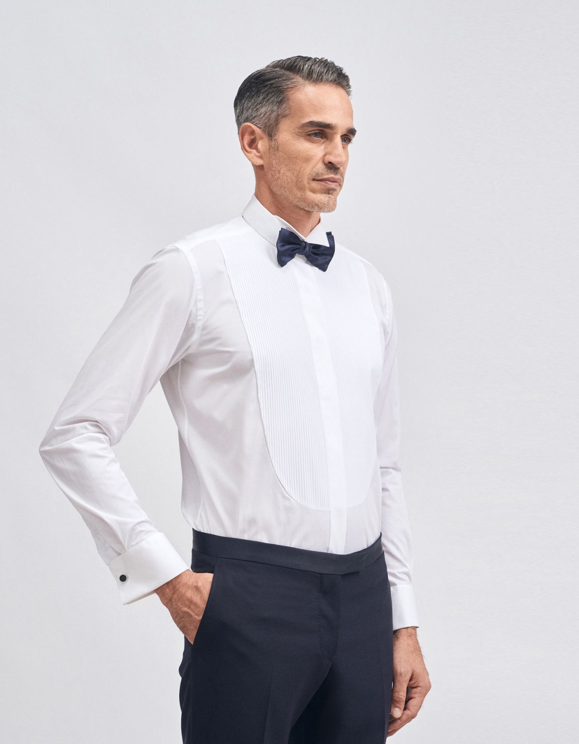 Hemd Uni Kragen Käppchen Popeline Weiß Tailor Custom Fit 1