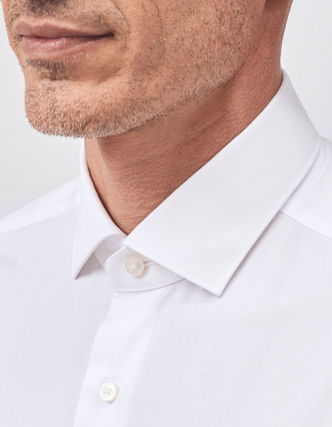 Camicia Collo francese piccolo Tinta Unita Twill Bianco Tailor Custom Fit 3
