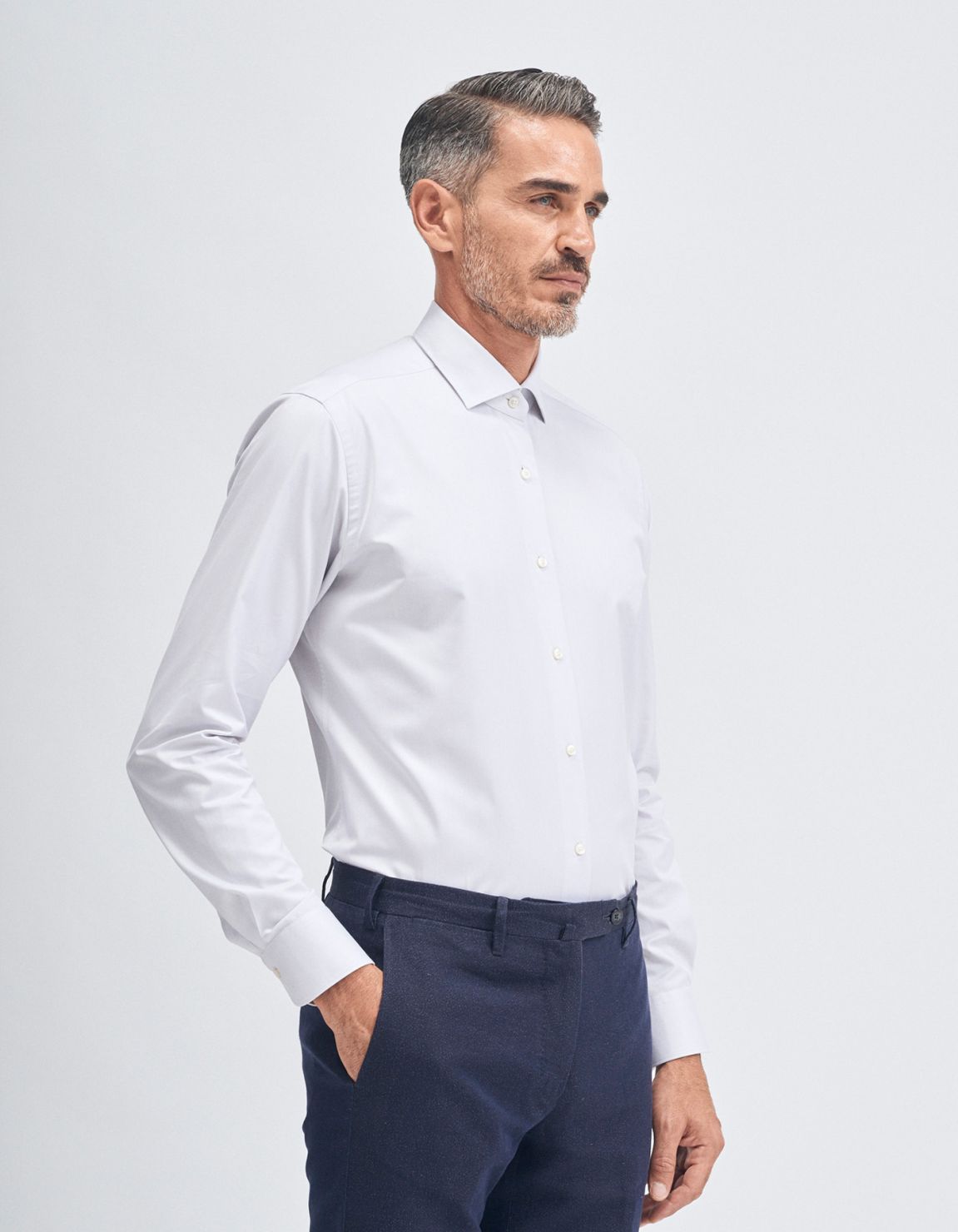 Shirt Collar small cutaway Grey Twill Tailor Custom Fit 1