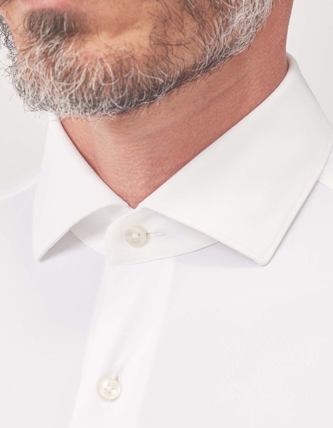 Camisa Cuello francés pequeño Liso Sarga Blanco Tailor Custom Fit 3