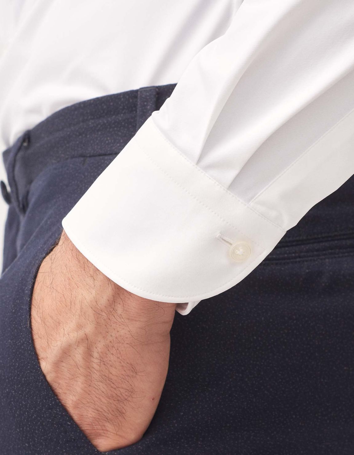Camicia Collo francese piccolo Tinta Unita Twill Bianco Tailor Custom Fit 4