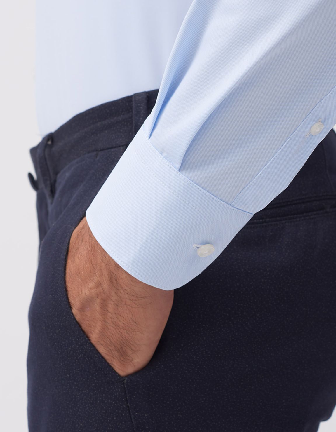 Camicia Collo francese piccolo Tinta Unita Oxford Celeste chiaro Tailor Custom Fit 4