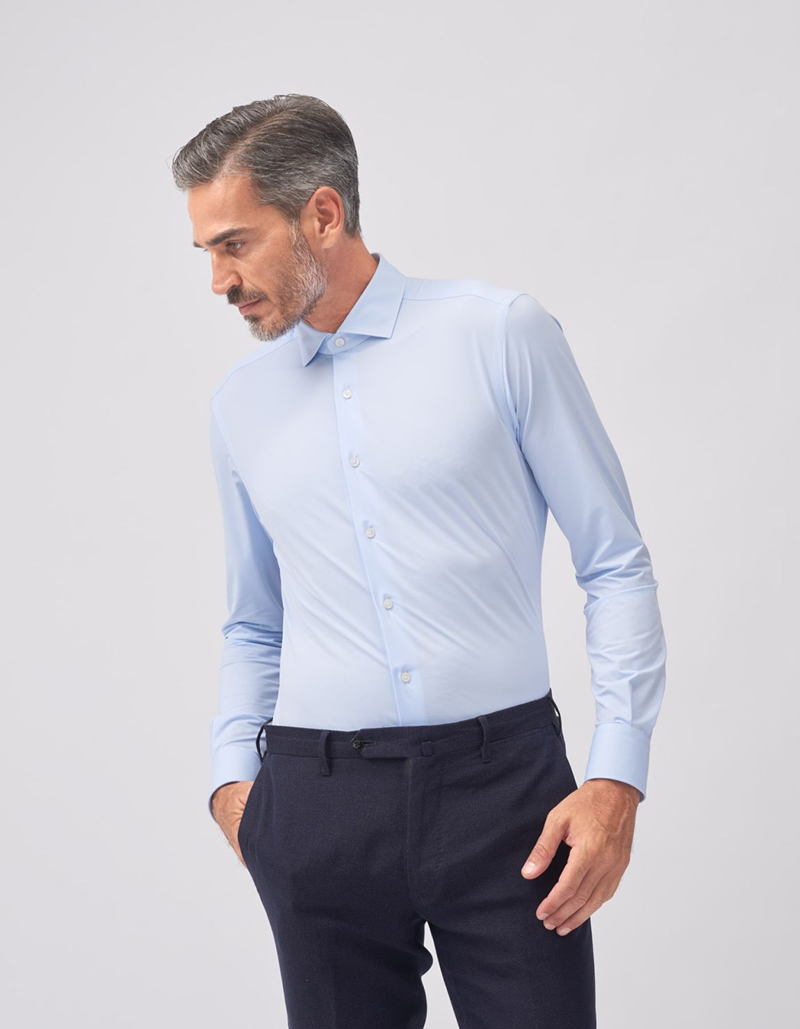 Shirt Collar small cutaway Light Blue Oxford Tailor Custom Fit 5