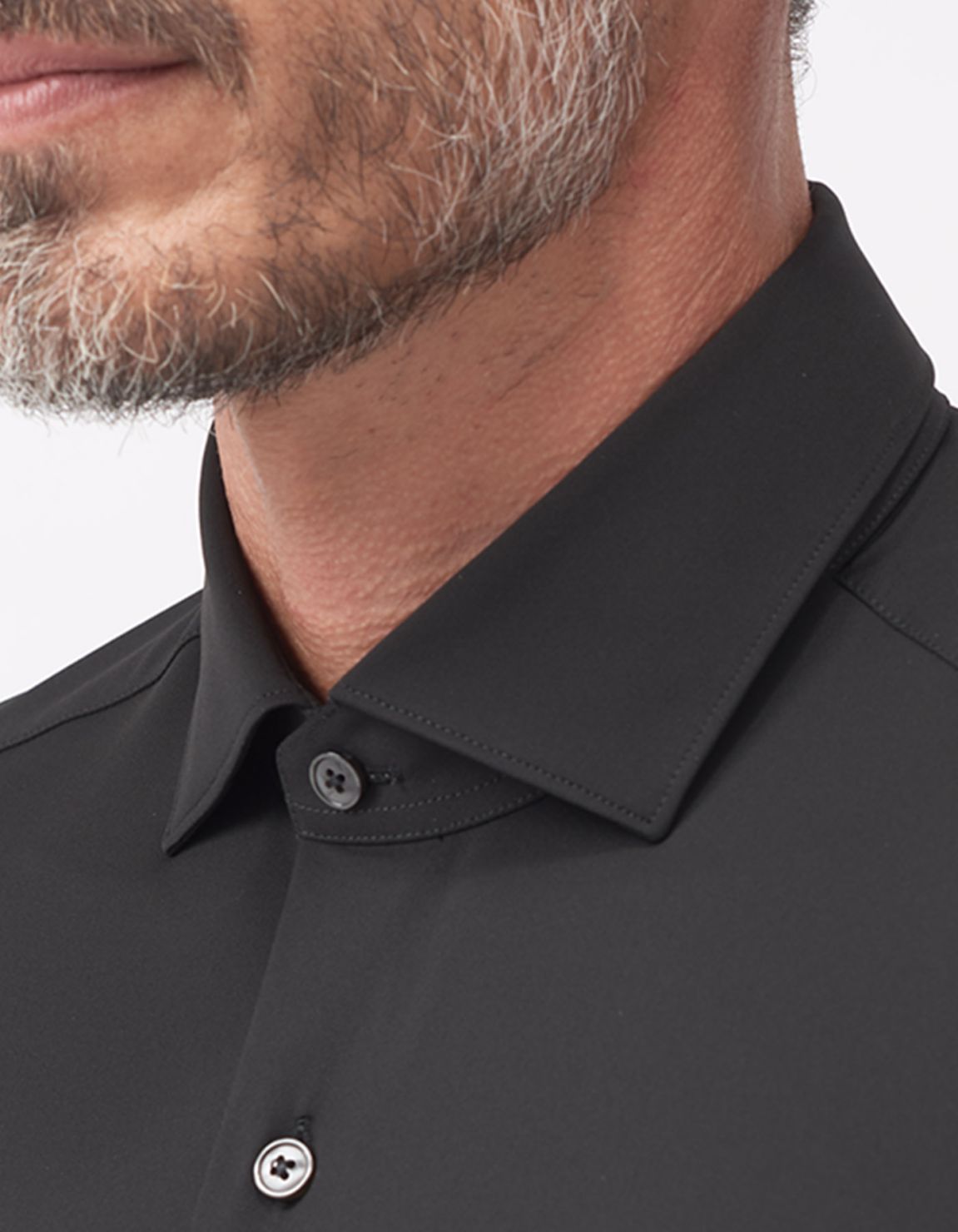 Camisa Cuello francés pequeño Liso Sarga Negro Tailor Custom Fit 3