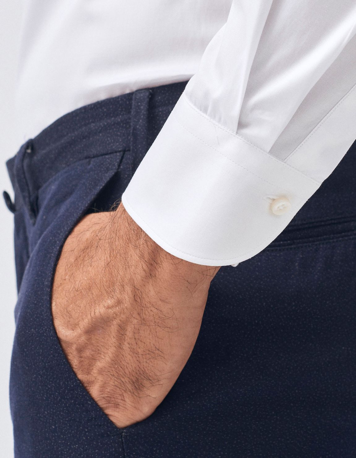 Camicia Collo francese piccolo Tinta Unita Tela Bianco Tailor Custom Fit 4