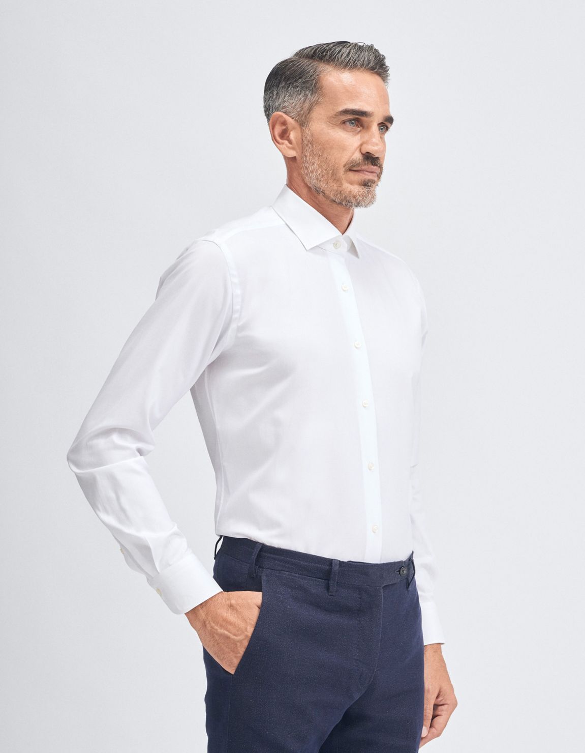 Chemise Col français petit Blanc Oxford Unie Tailor Custom Fit 1