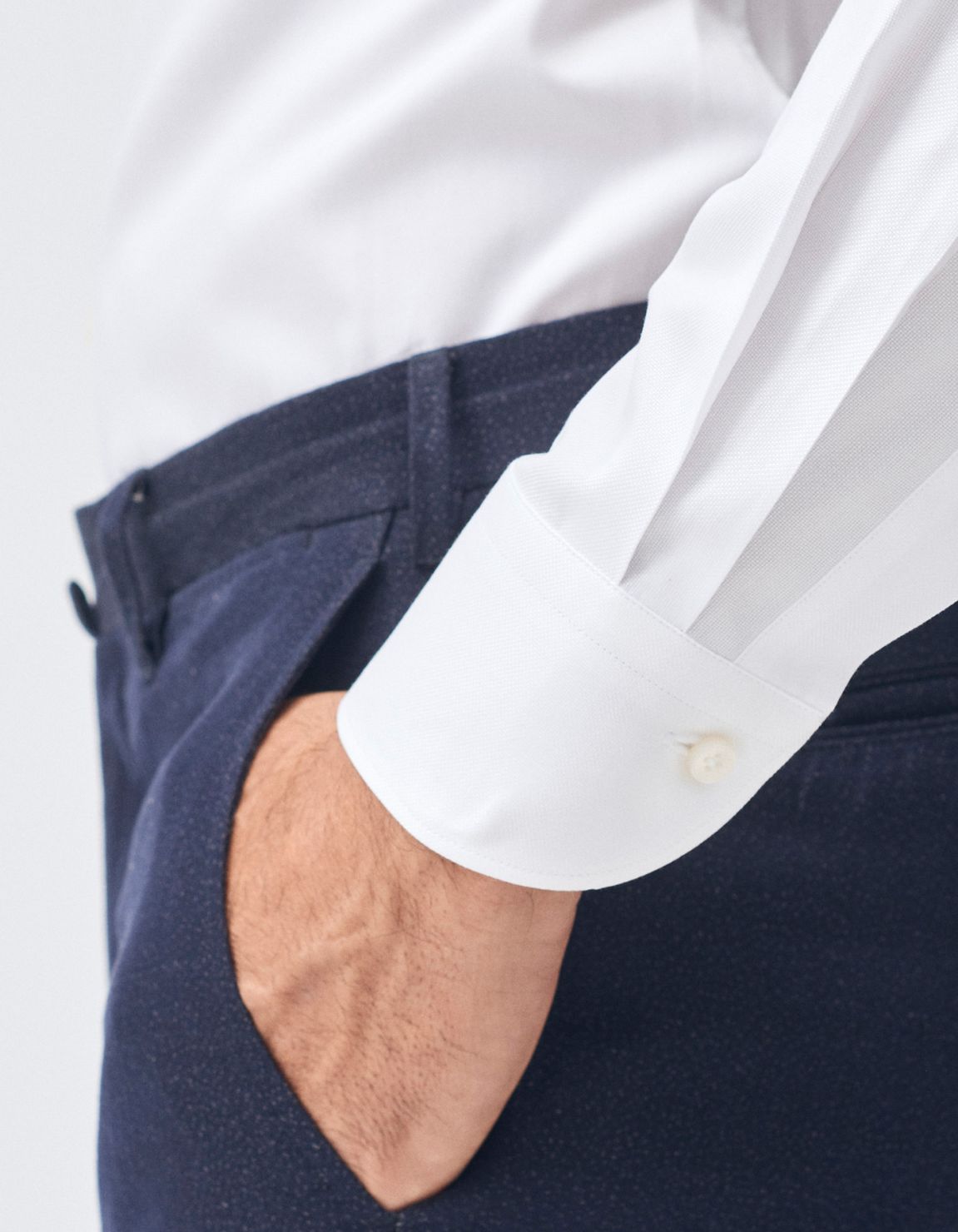 Camisa Cuello francés pequeño Blanco Oxford Liso Tailor Custom Fit 4