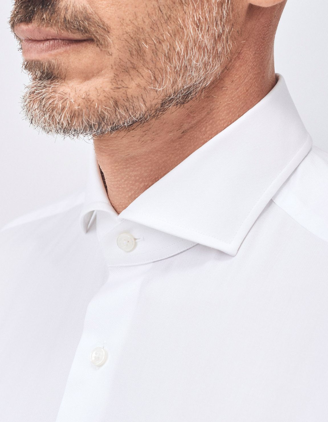Camisa Cuello francés Blanco Oxford Liso Slim Fit 3