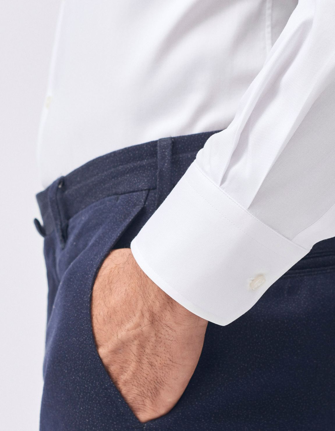 Camisa Cuello francés Blanco Oxford Liso Slim Fit 4