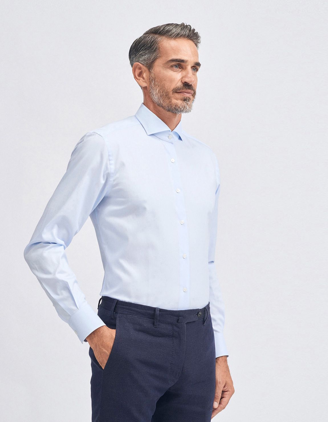 Shirt Collar cutaway Light Blue Oxford Slim Fit 1