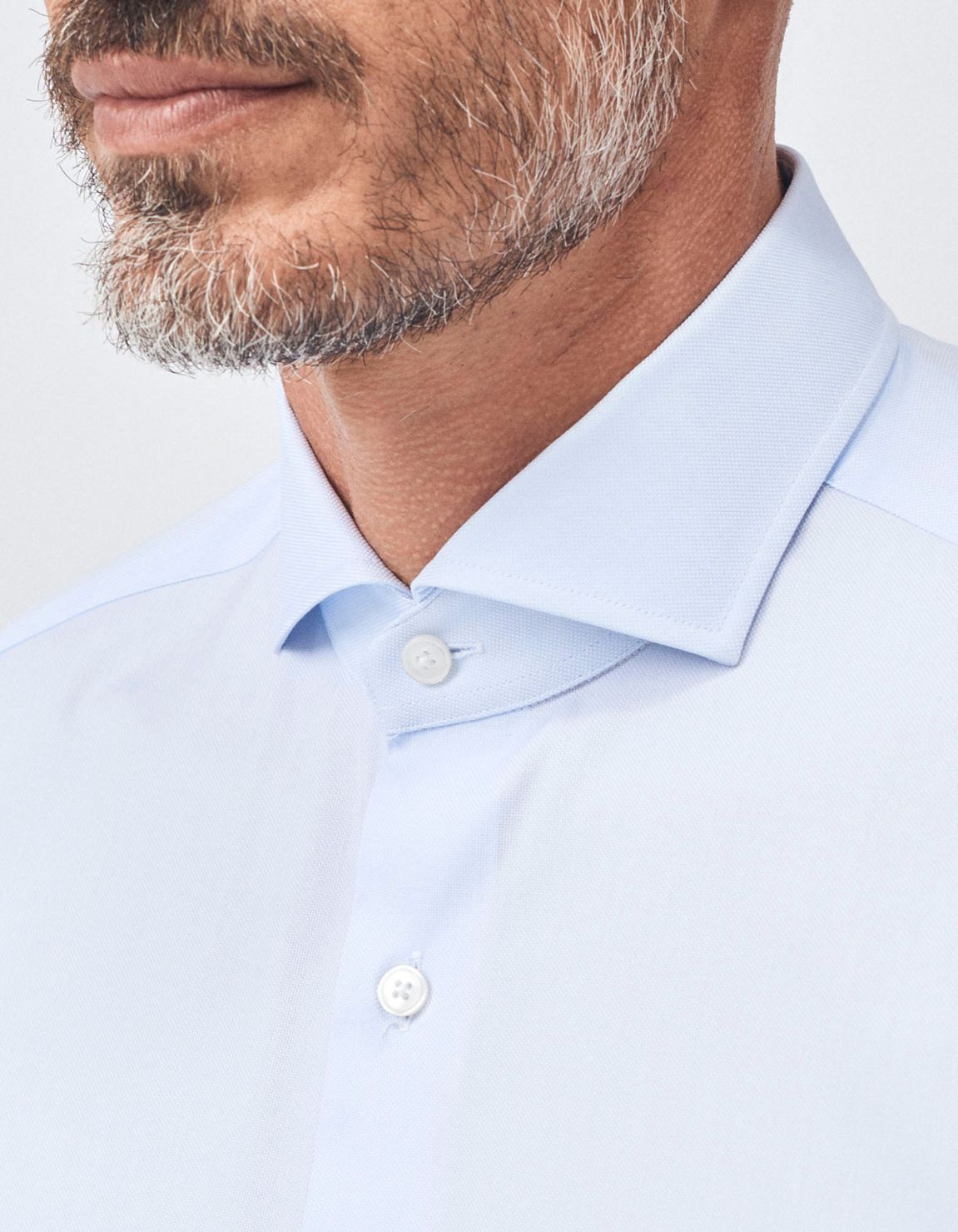 Camisa Cuello francés Celeste claro Oxford Liso Slim Fit 3