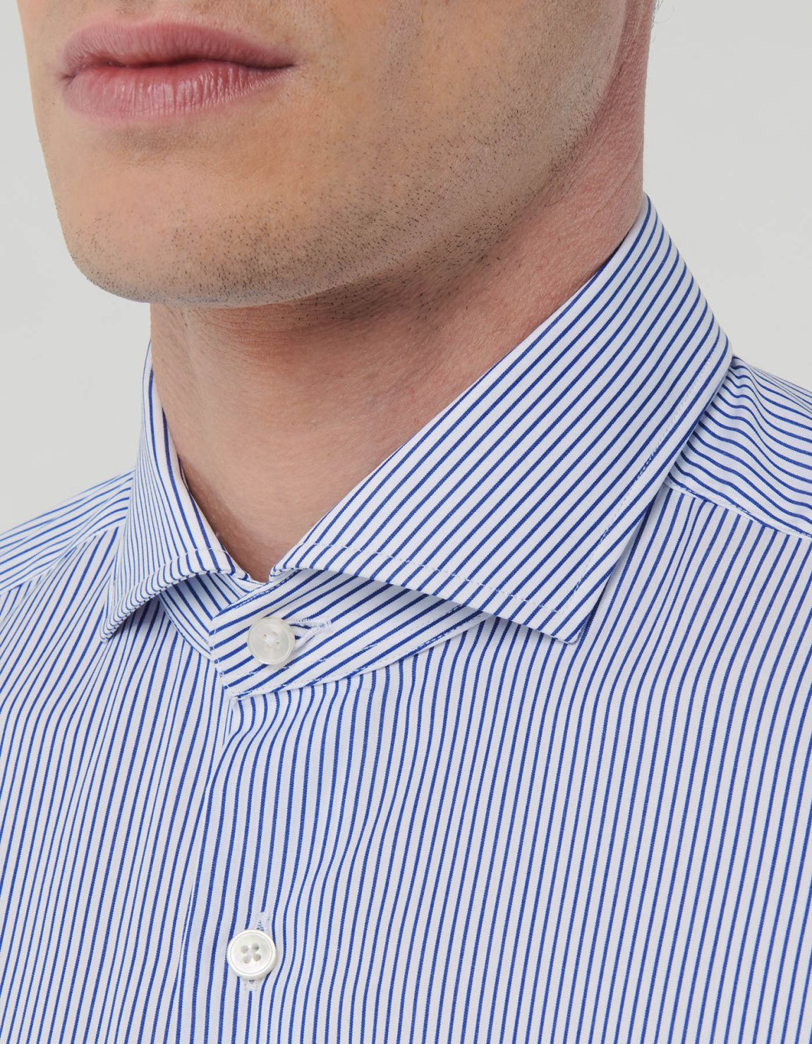 Camicia Collo francese Righe Popeline Blu Slim Fit 2