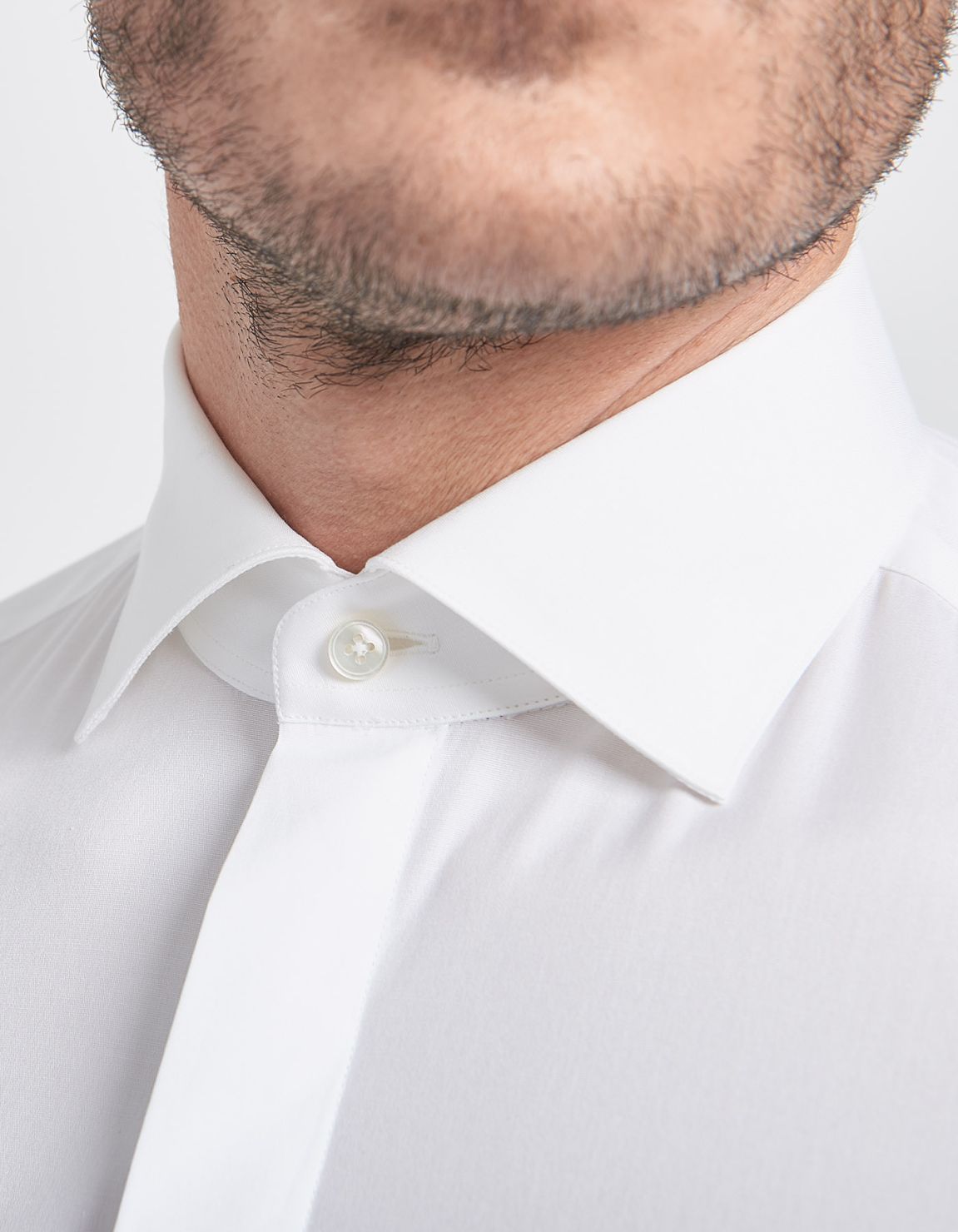 Camicia Collo francese Tinta Unita Tela Bianco Slim Fit 3