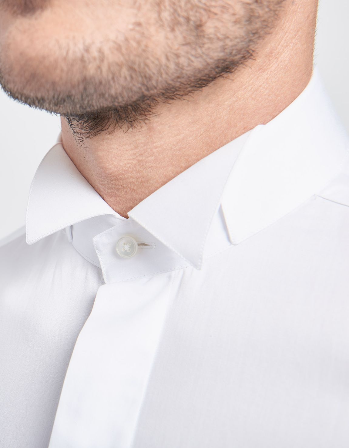 Camisa Cuello diplomático Blanco Tela Liso Slim Fit 3