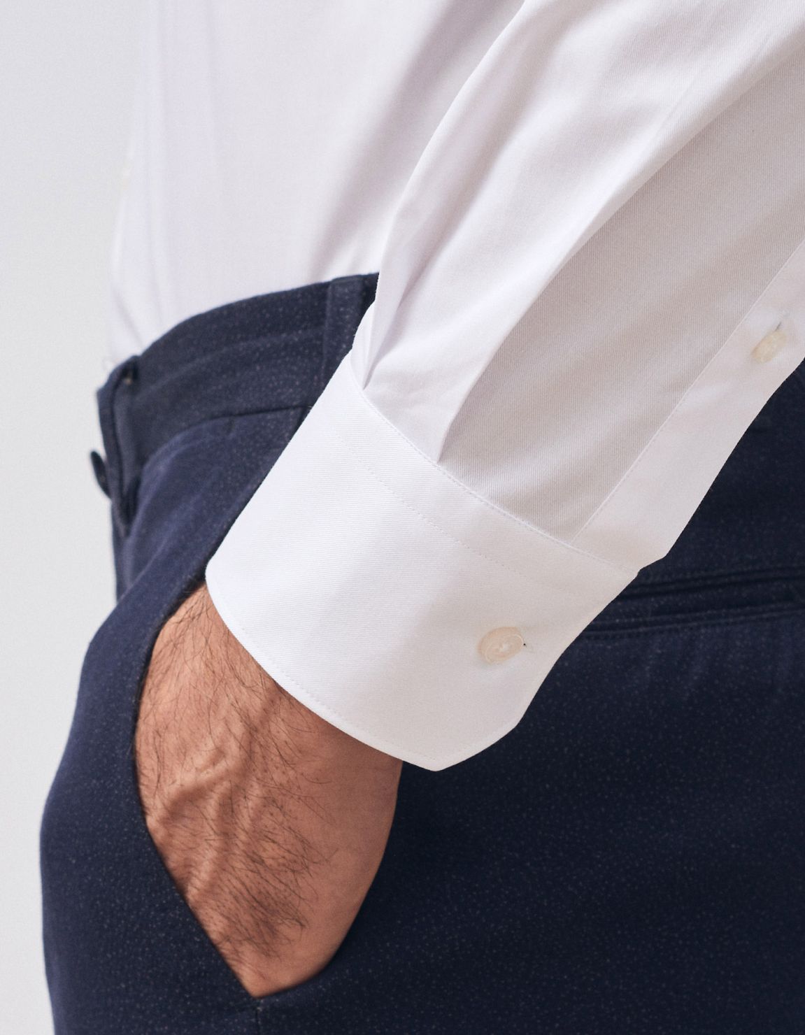 Camicia Collo francese piccolo Tinta Unita Twill Bianco Slim Fit 4
