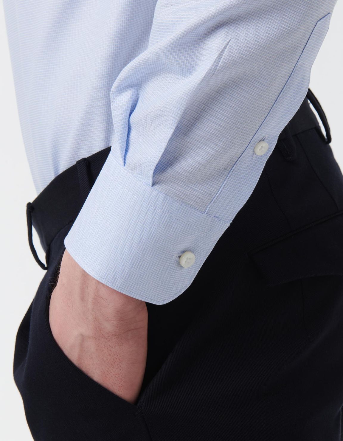 Light Blue Textured Pattern Shirt Collar small cutaway Slim Fit 5