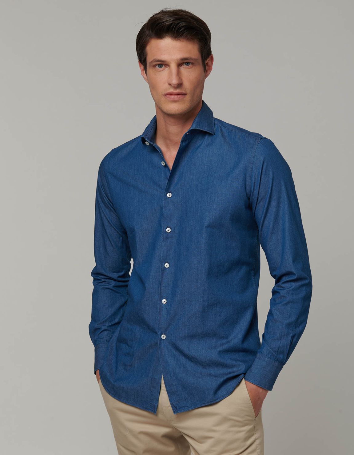 Shirt Collar cutaway Blue Canvas Tailor Custom Fit 1
