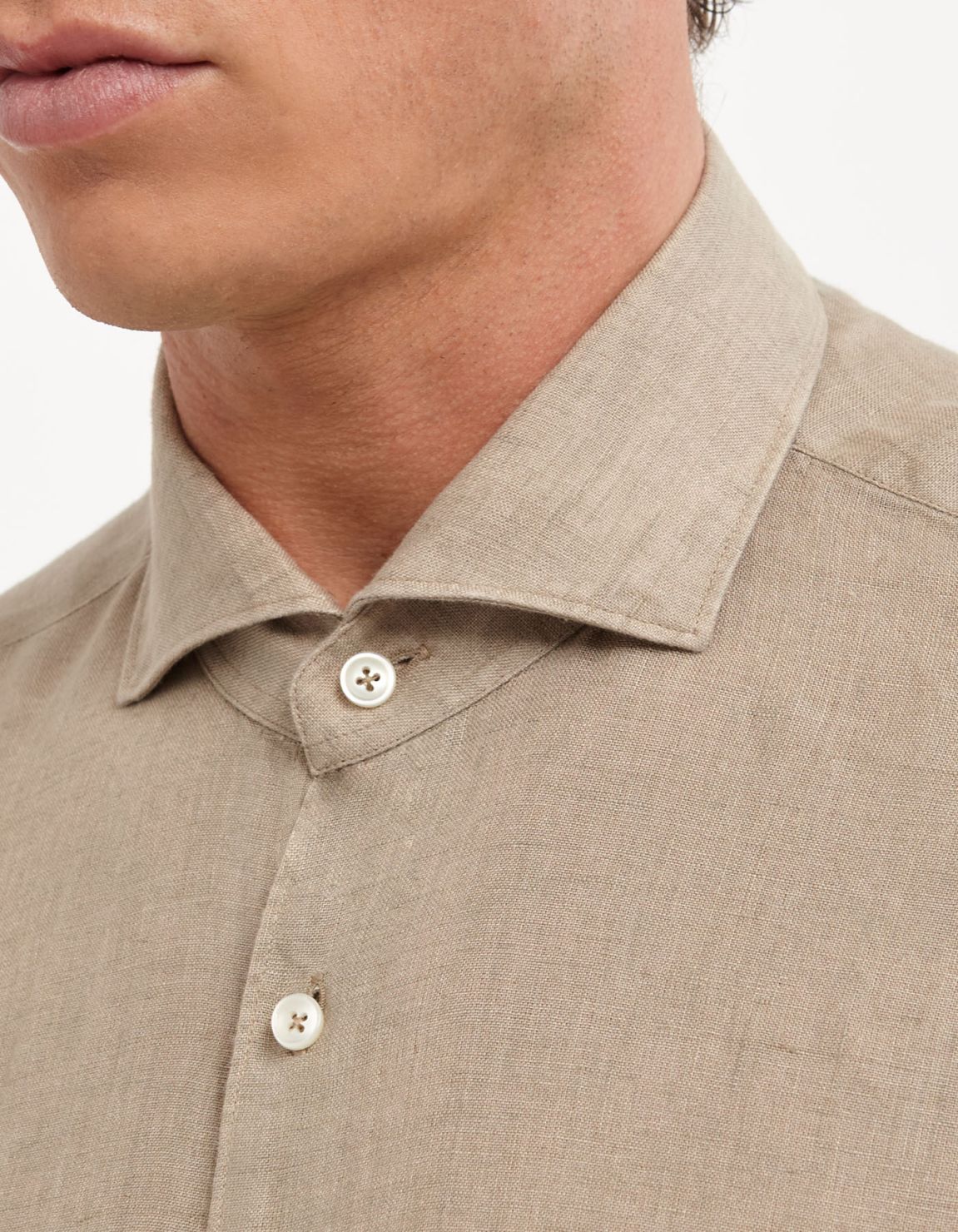 Camisa Cuello francés Liso Lino Arena Tailor Custom Fit 2
