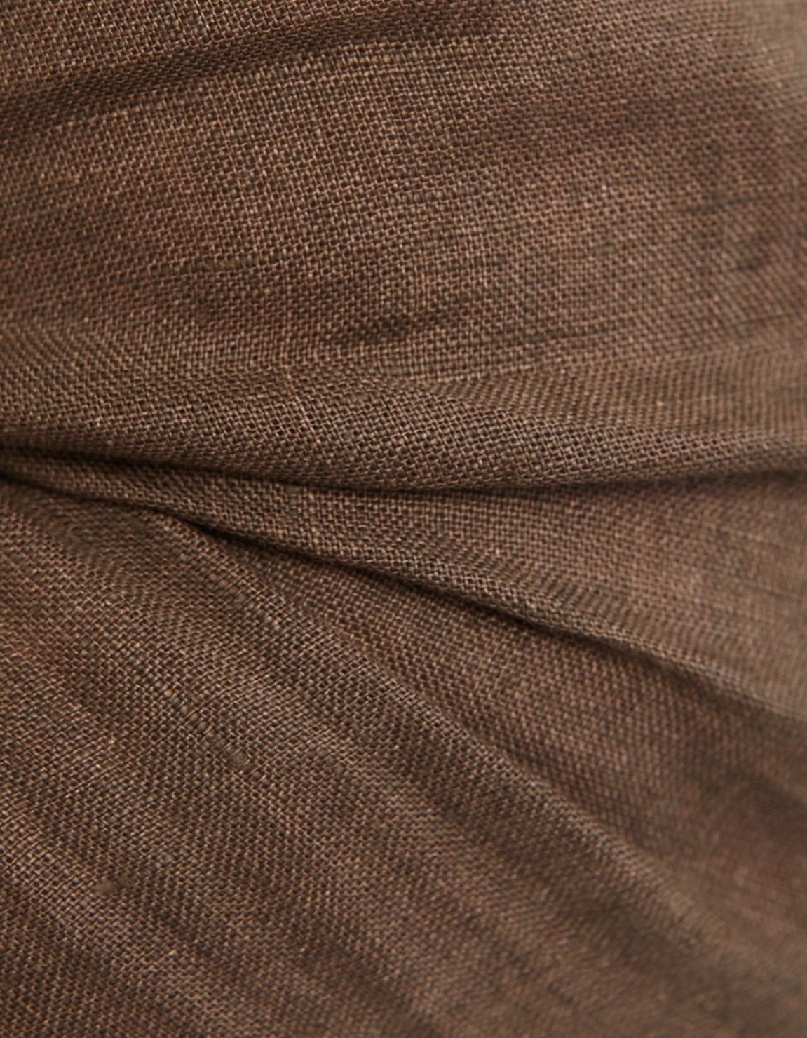 Brown Linen Solid colour Shirt Collar cutaway Tailor Custom Fit 4