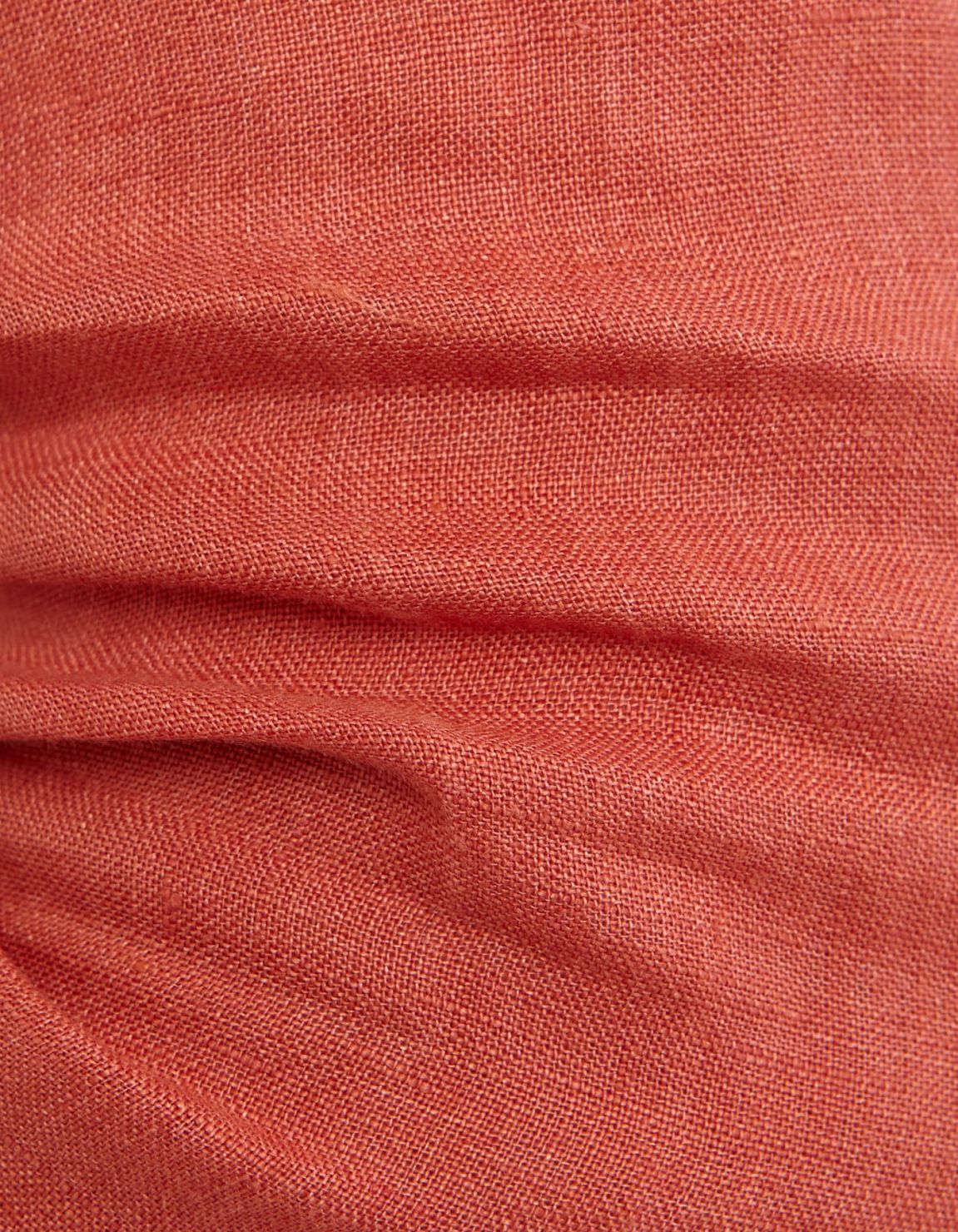 Orange Red Linen Solid colour Shirt Collar cutaway Tailor Custom Fit 4