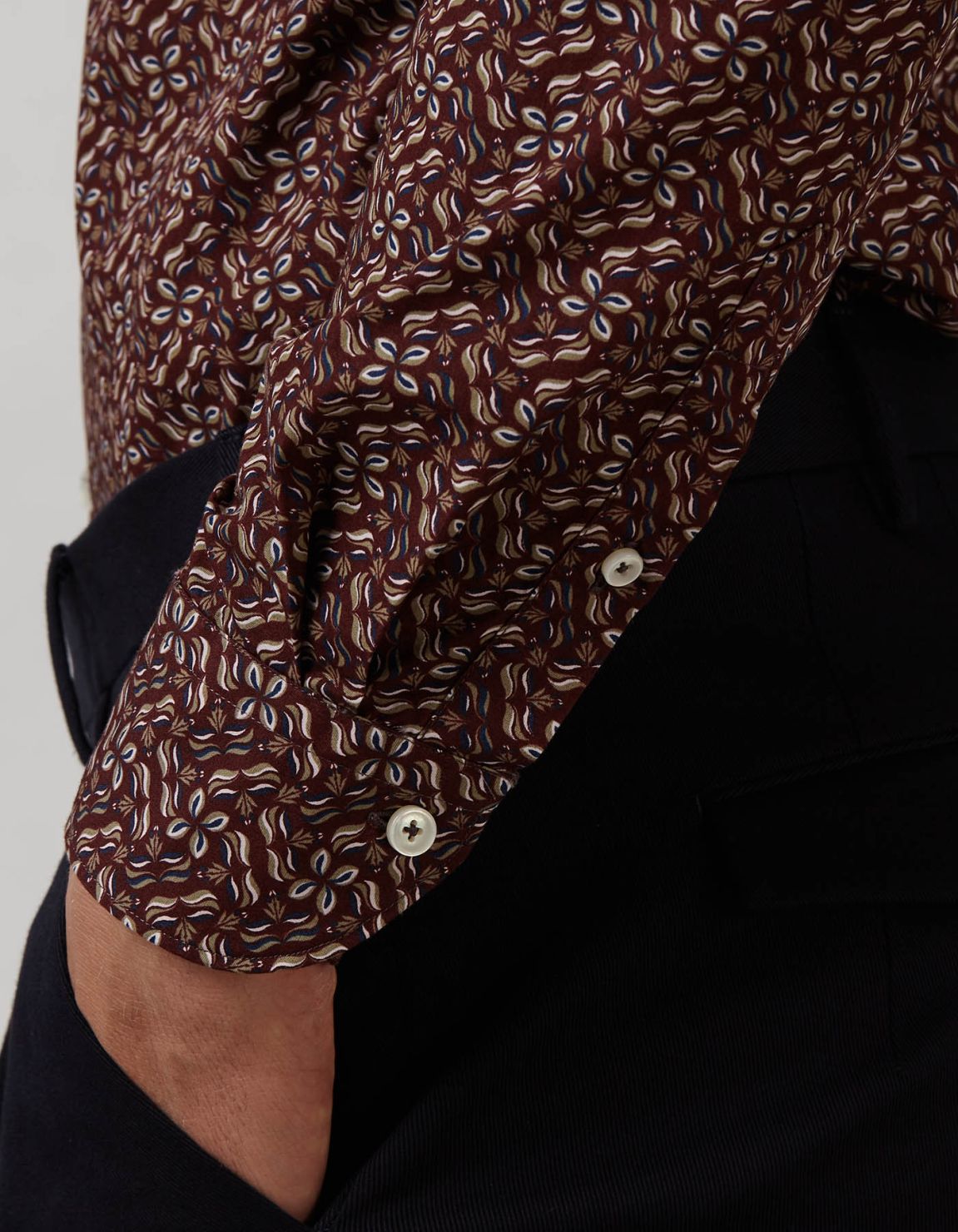 Burnt Umber Poplin Pattern Shirt Collar cutaway Tailor Custom Fit 5