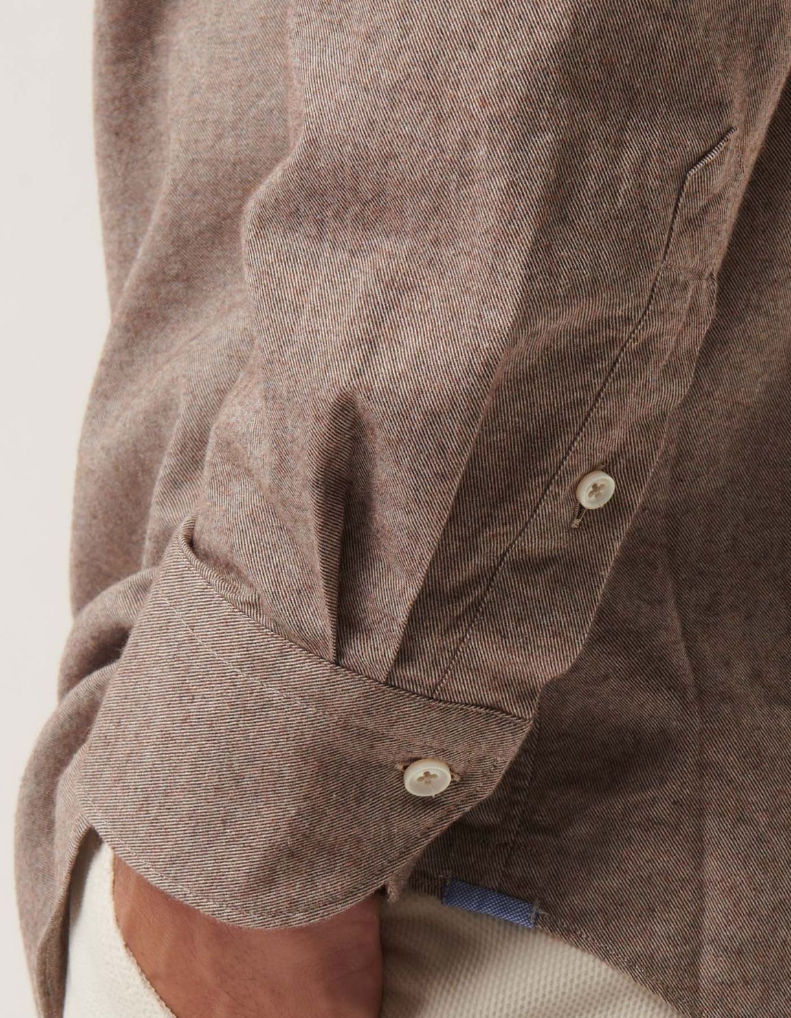 Camicia Collo francese Tinta Unita Twill Marrone melange Tailor Custom Fit 4