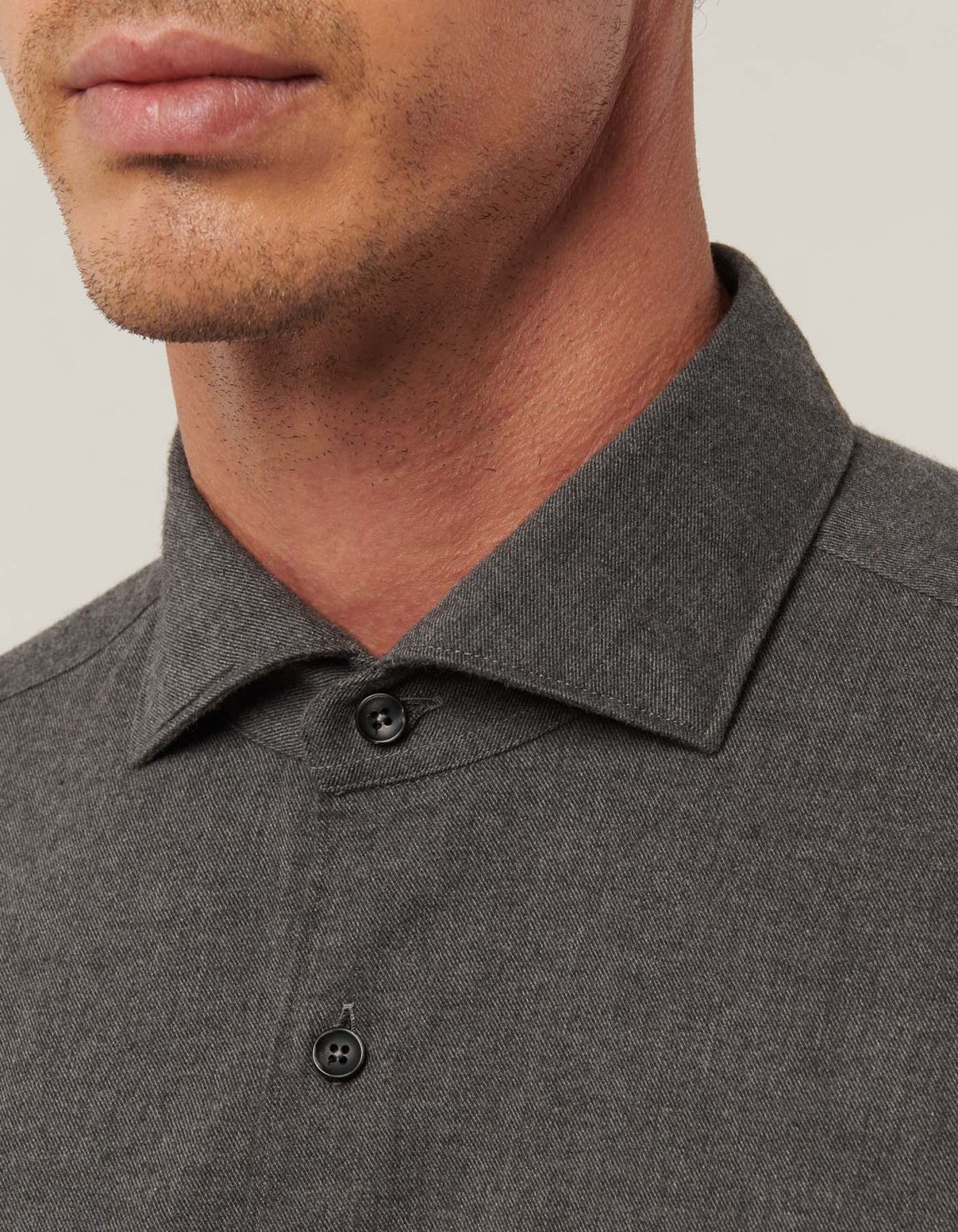 Grey Melange Twill Solid colour Shirt Collar cutaway Tailor Custom Fit 3
