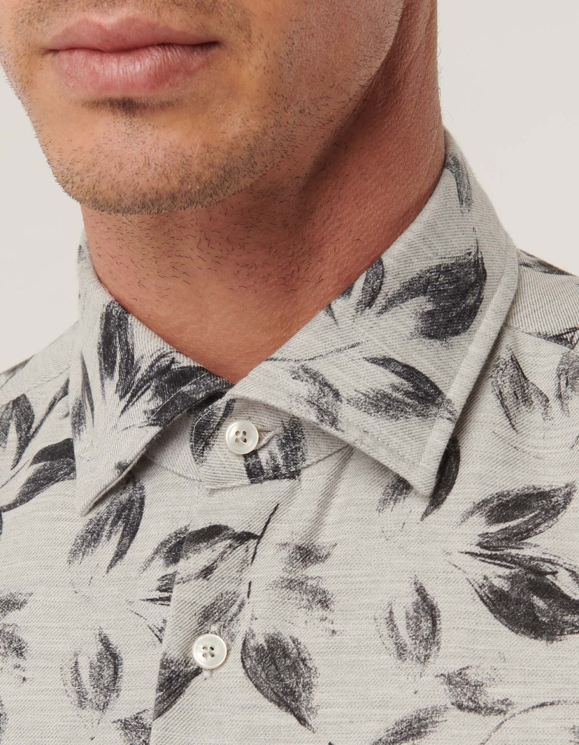 Grey Melange Twill Pattern Shirt Collar open spread Tailor Custom Fit 3
