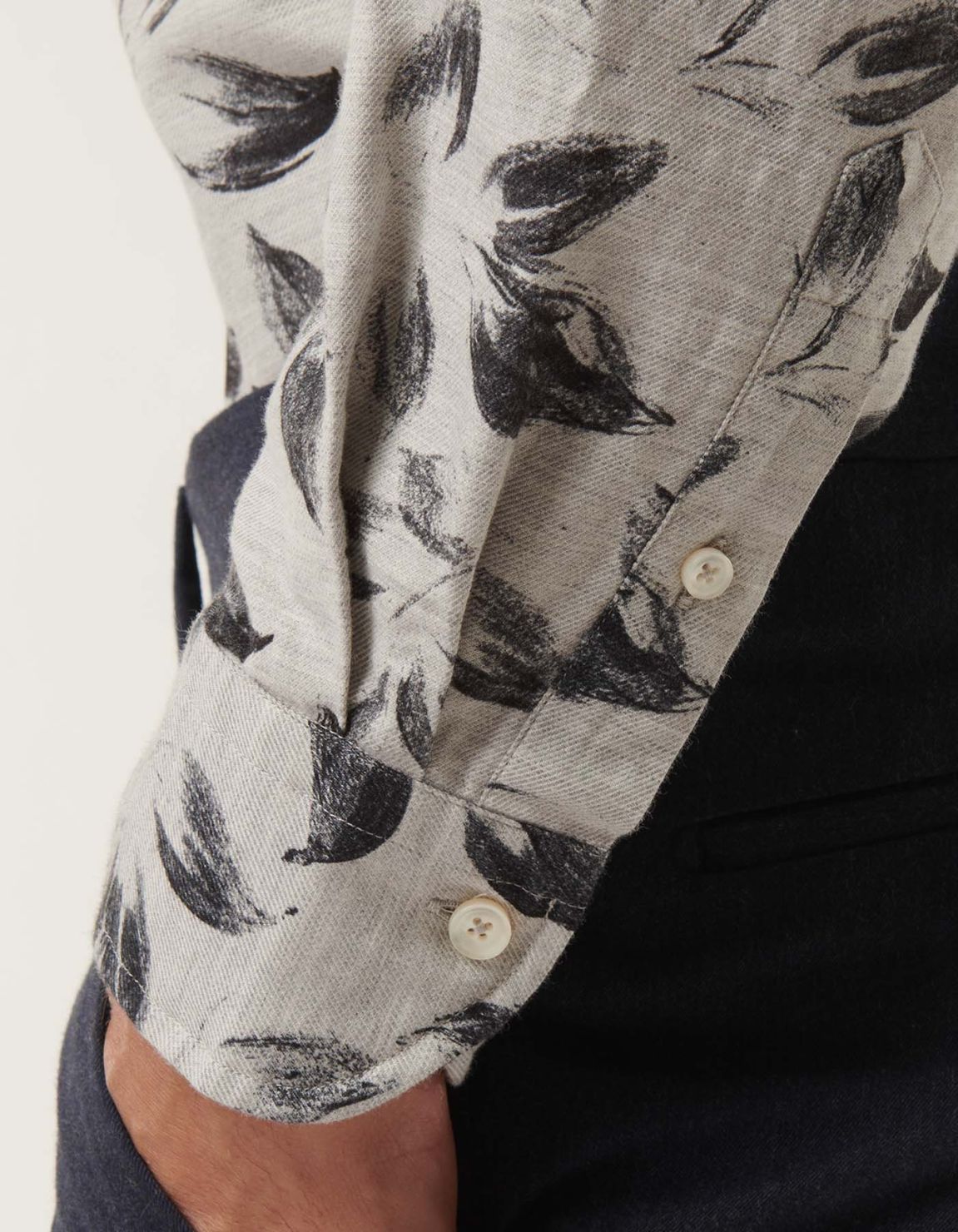 Grey Melange Twill Pattern Shirt Collar open spread Tailor Custom Fit 4