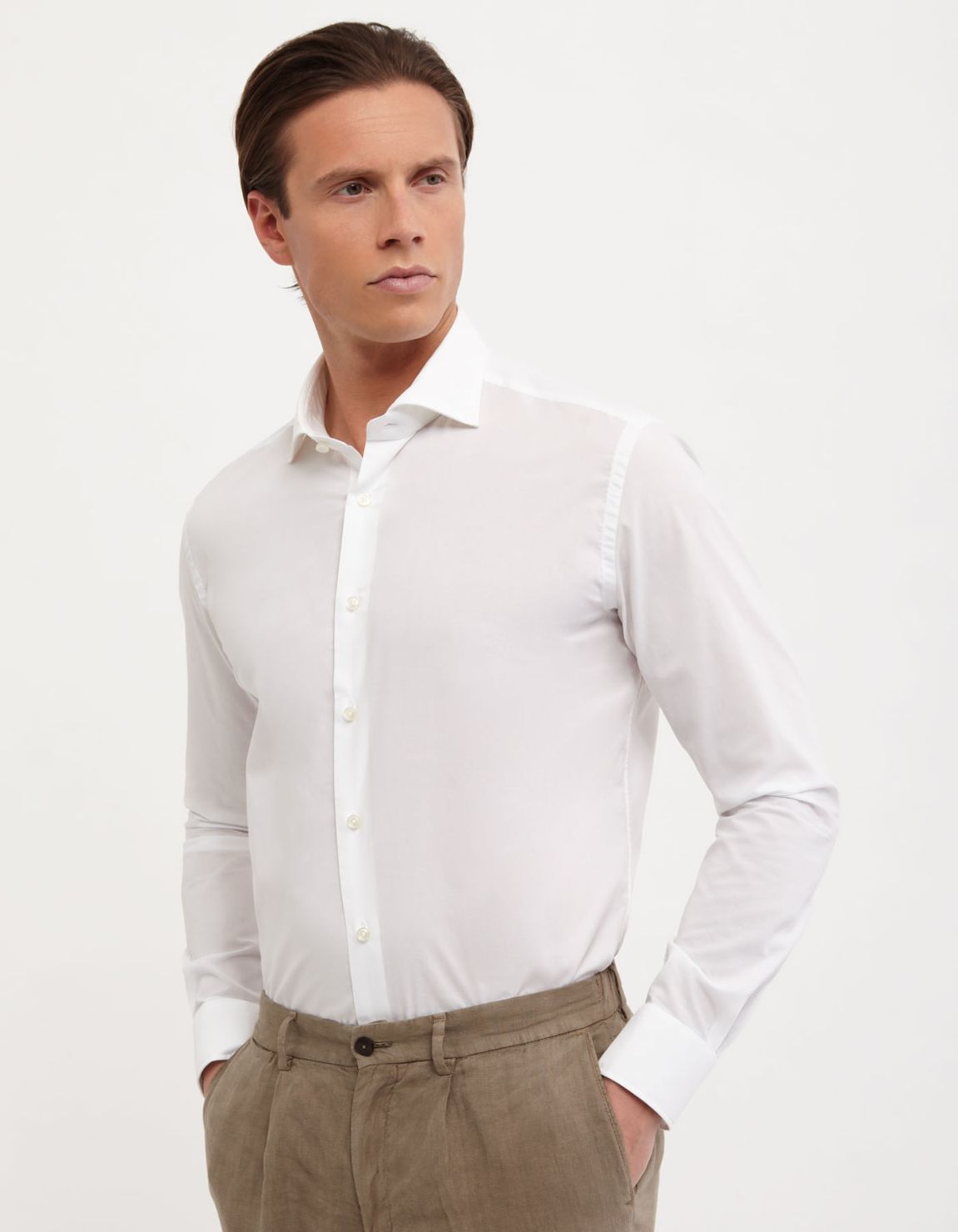 White Textured Solid colour Shirt Collar cutaway Tailor Custom Fit 3