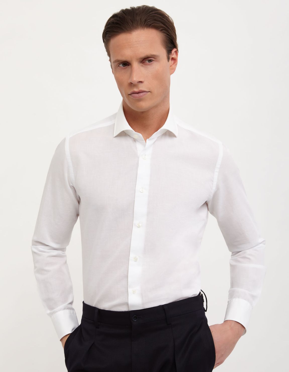 White Canvas Stripe Shirt Collar cutaway Tailor Custom Fit 3