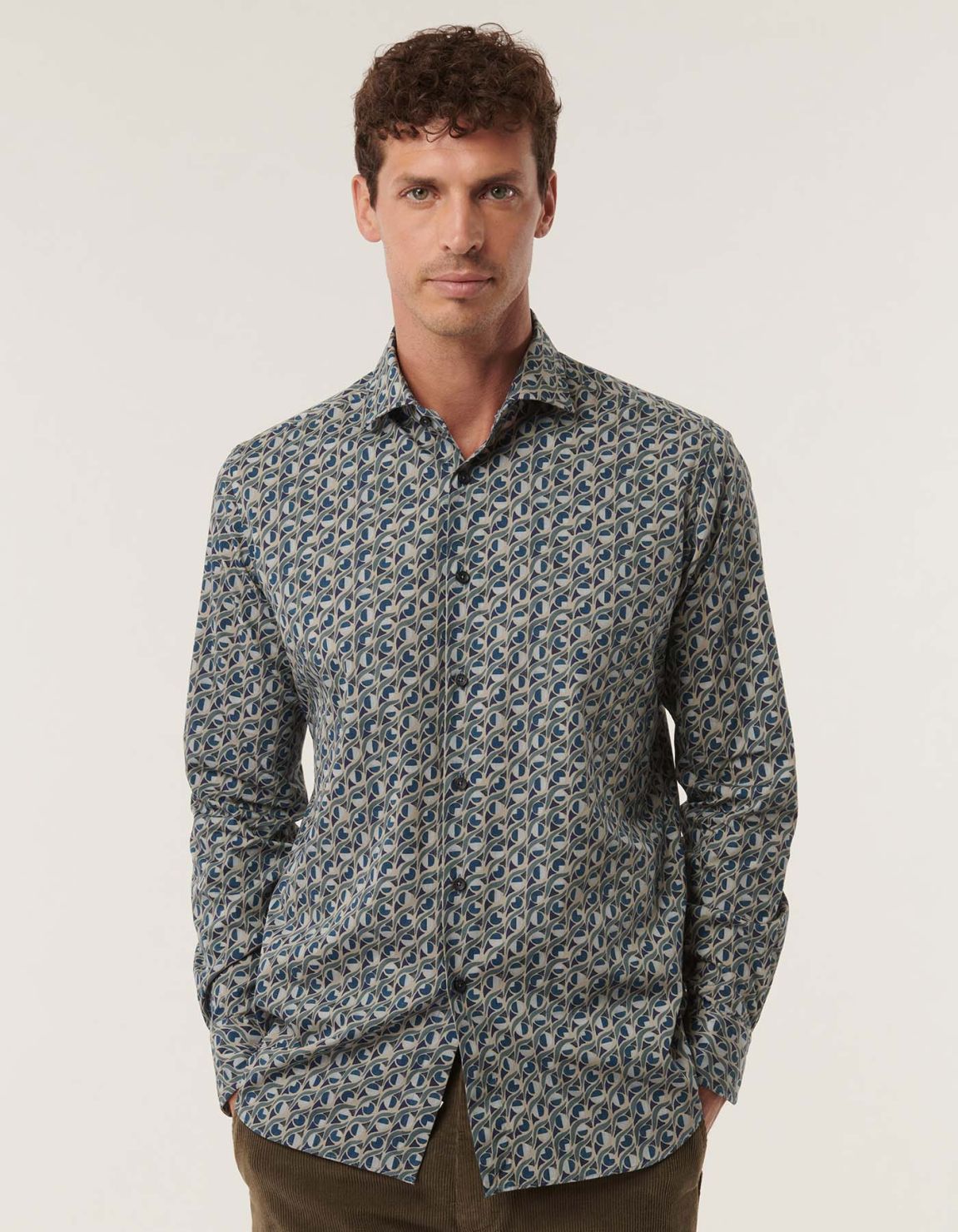 Blue Poplin Pattern Shirt Collar small cutaway Tailor Custom Fit 1