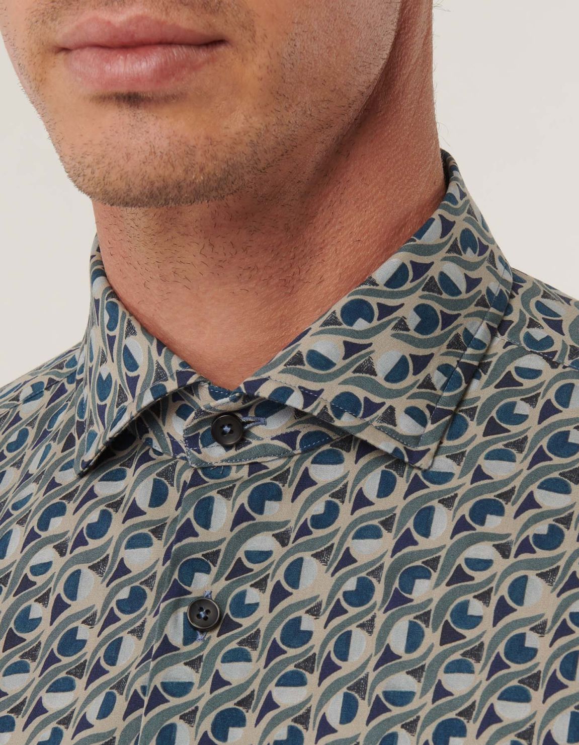 Blue Poplin Pattern Shirt Collar small cutaway Tailor Custom Fit 3
