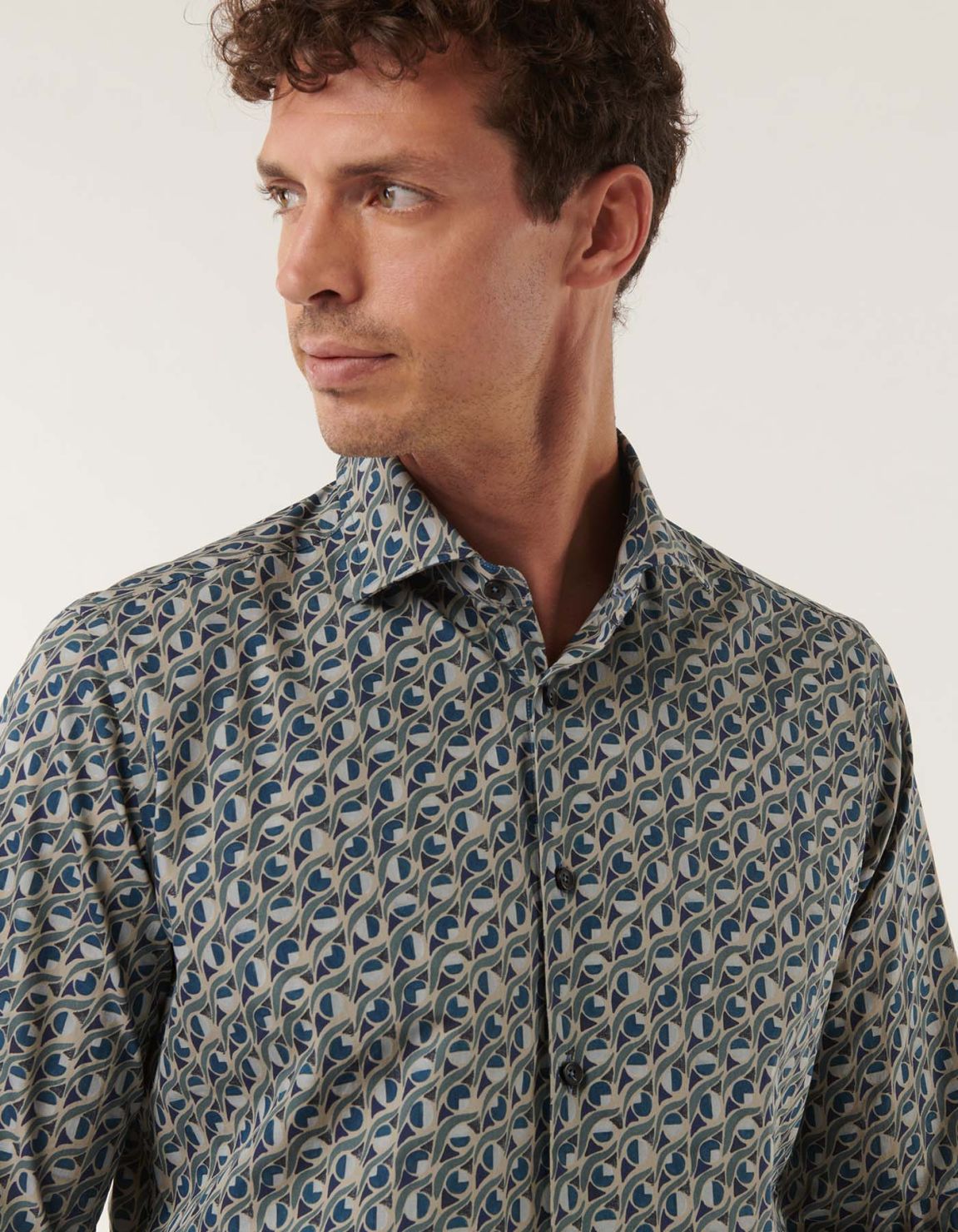 Blue Poplin Pattern Shirt Collar small cutaway Tailor Custom Fit 6