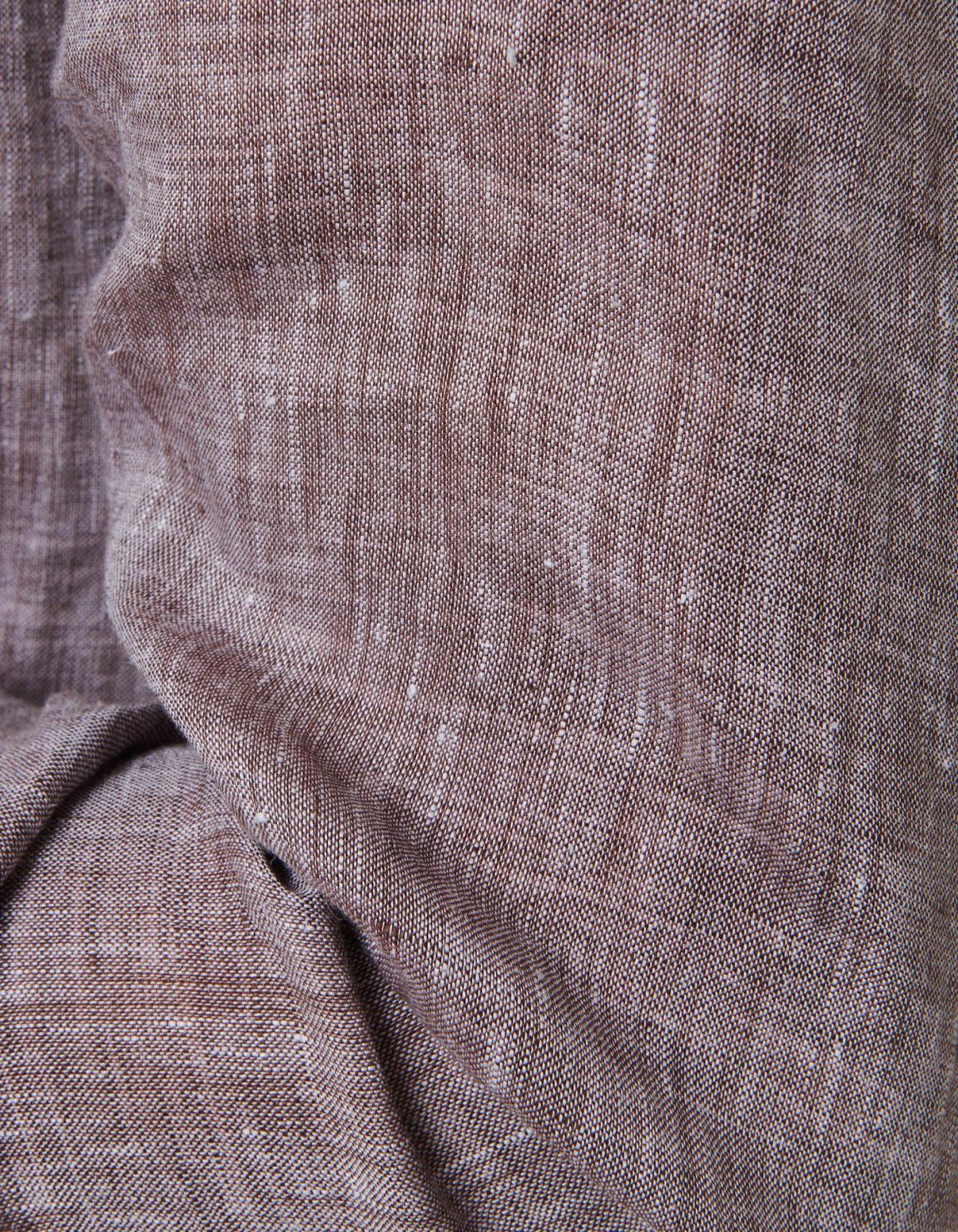 Brown Melange Linen Solid colour Shirt Collar small cutaway Tailor Custom Fit 4